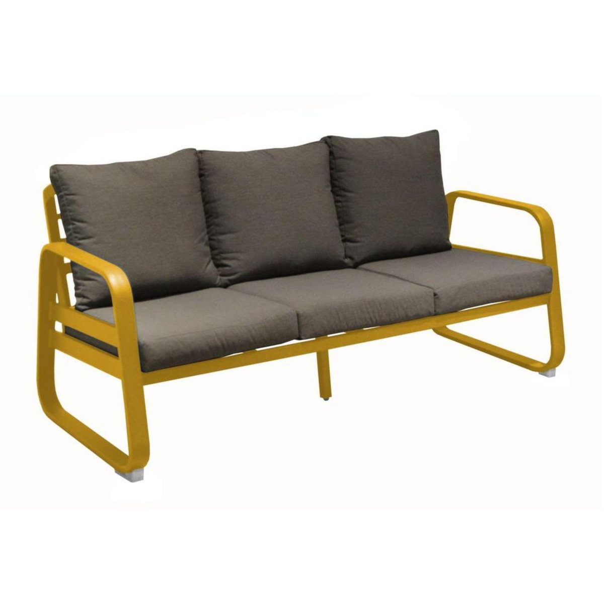 Proloisirs Canapé de jardin 3 places Tonio miel/gris - Aluminium - coussins acrylique