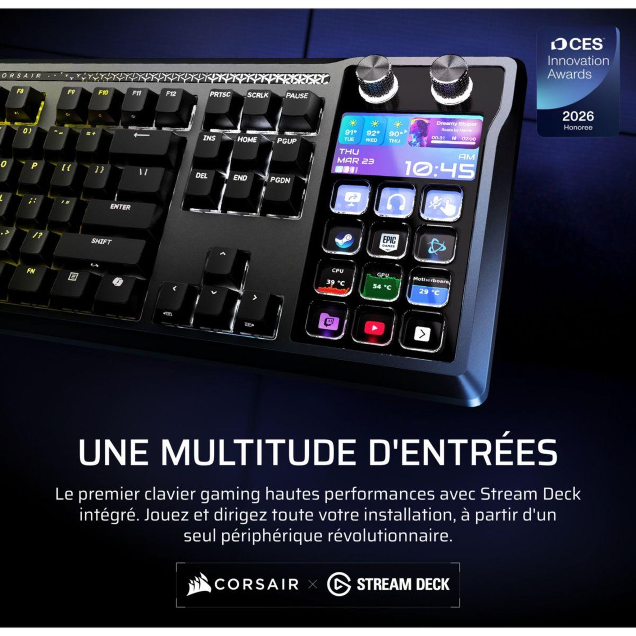 Voir la diapositive 2 : Corsair Clavier gamer galleon 100 sd intégré stream deck
