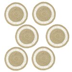 SECRET DE GOURMET Lot de 6 sets de table rond en roseau tressé - Diam 38 cm - Beige
