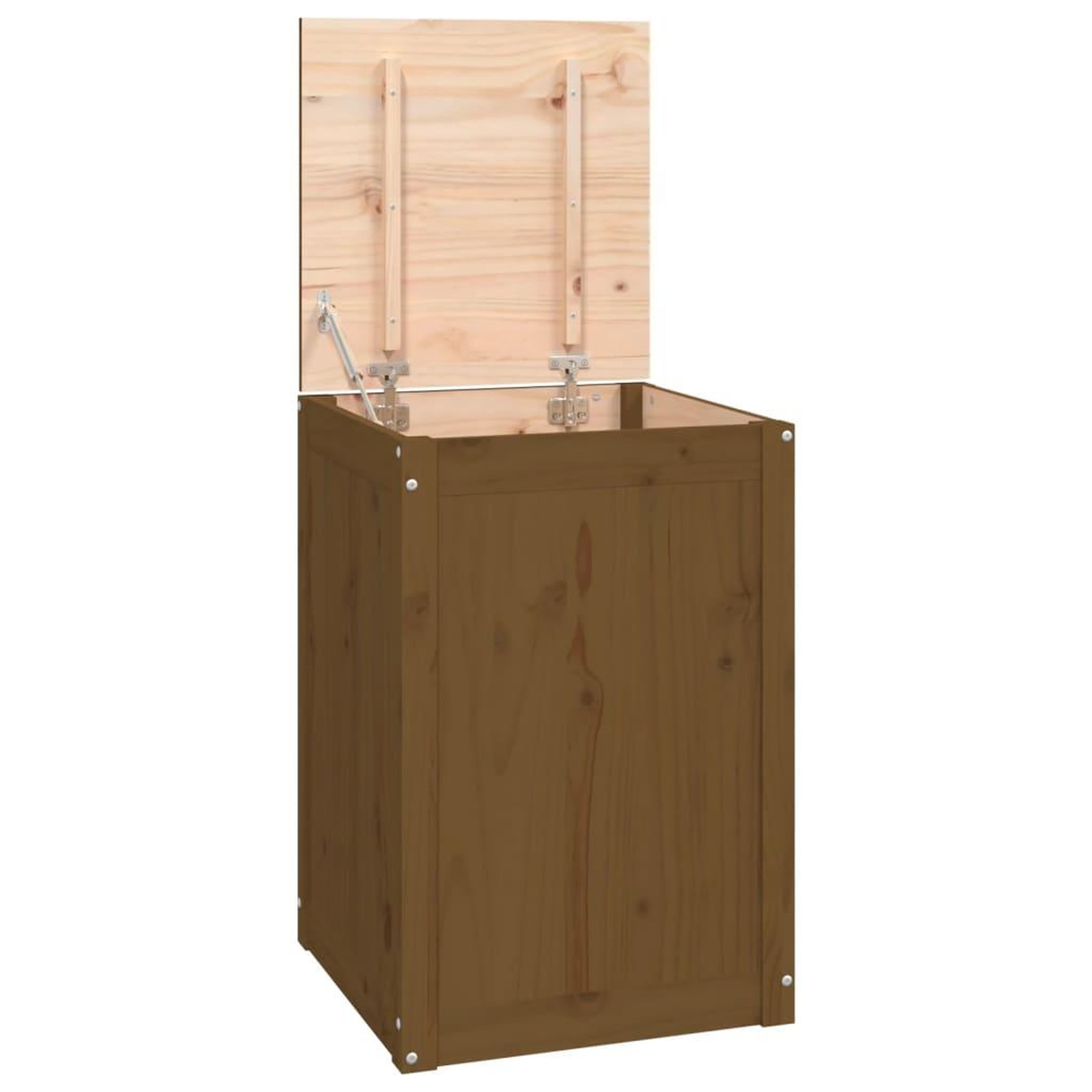 Voir la diapositive 2 : VIDAXL Boîte a linge Marron miel 44x44x66 cm Bois massif de pin