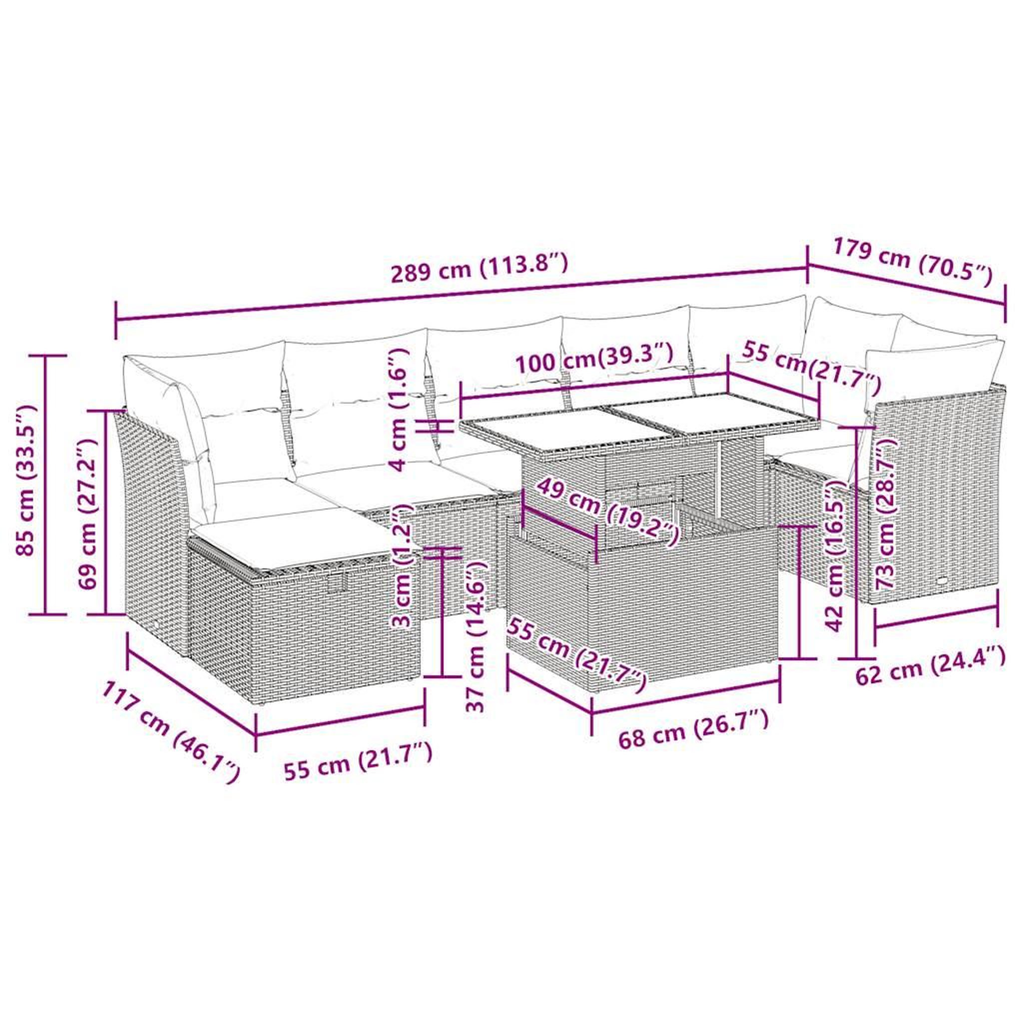 Voir la diapositive 6 : VIDAXL Salon de jardin 8 pcs avec coussins noir resine tressee