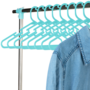 Voir la diapositive 4 : ID MARKET Séchoir à linge vertical pliable 3 niveaux OPTIMUM capacité 30M avec tringle télescopique cintres et pinces blanc et bleu