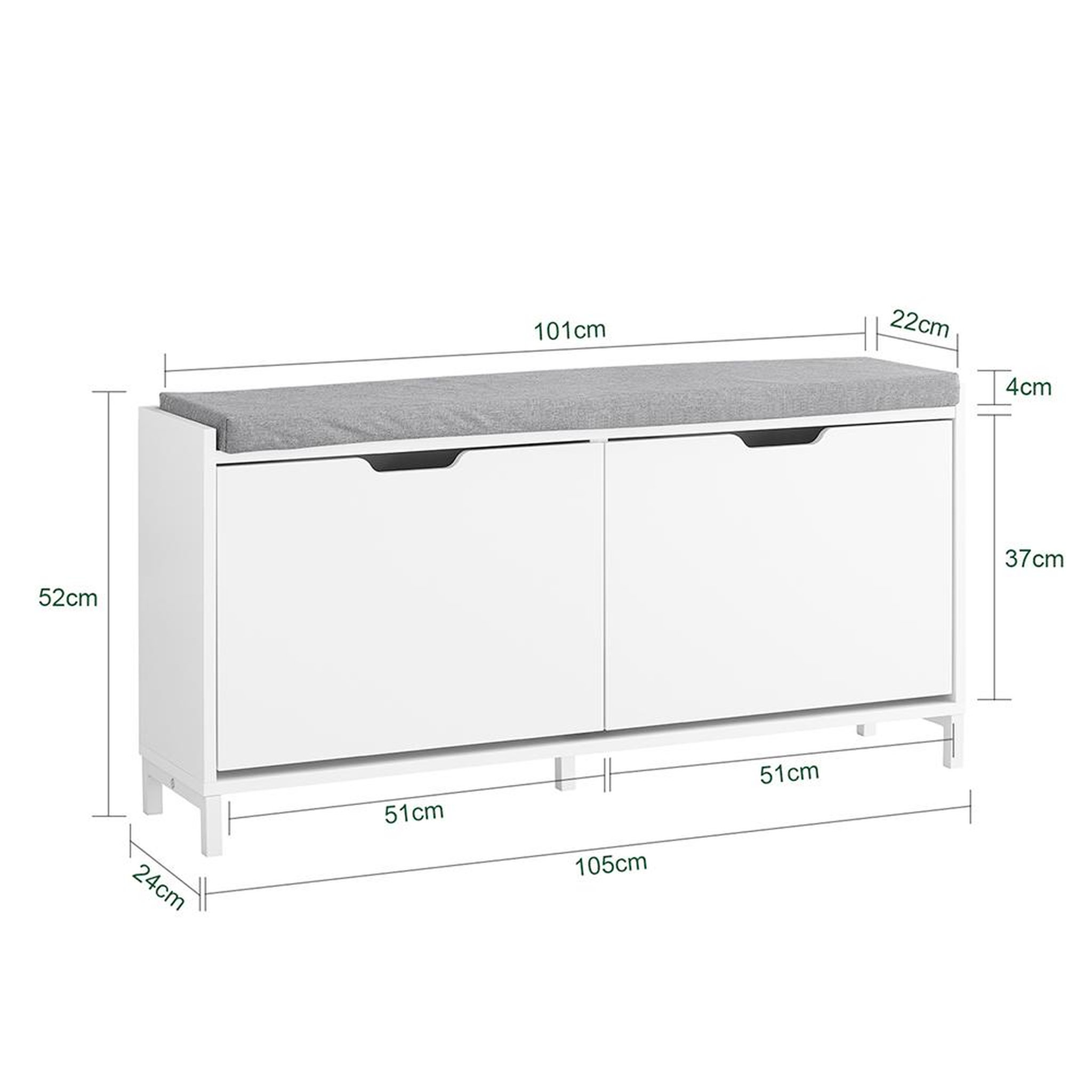 Voir la diapositive 3 : SOBUY SoBuy - Banc de rangement à chaussures avec deux portes - Blanc - 105x24x52cm - FSR151-L-W