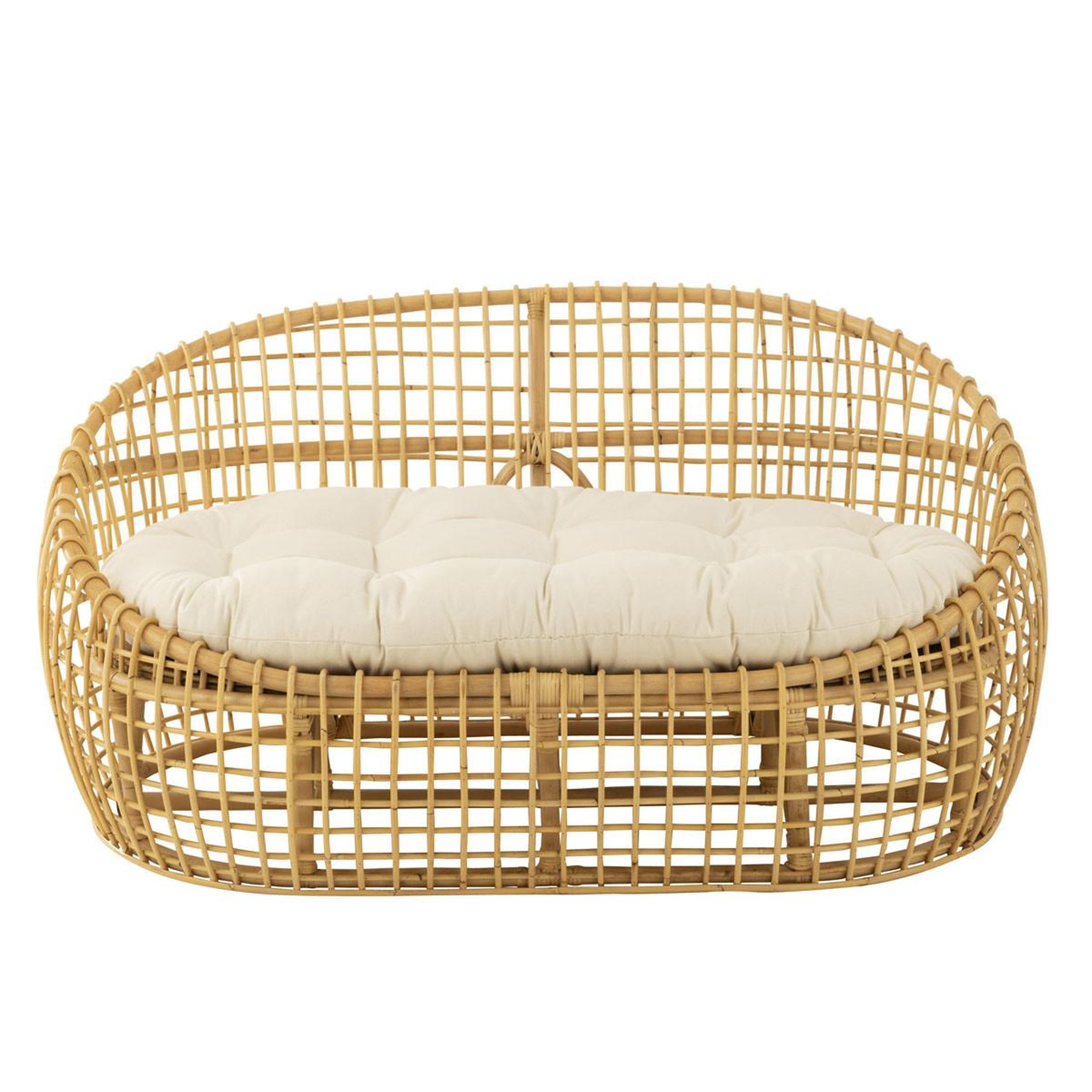 Voir la diapositive 2 : J-LINE Canapé 2 places rotin & coussin  lise  137cm naturel