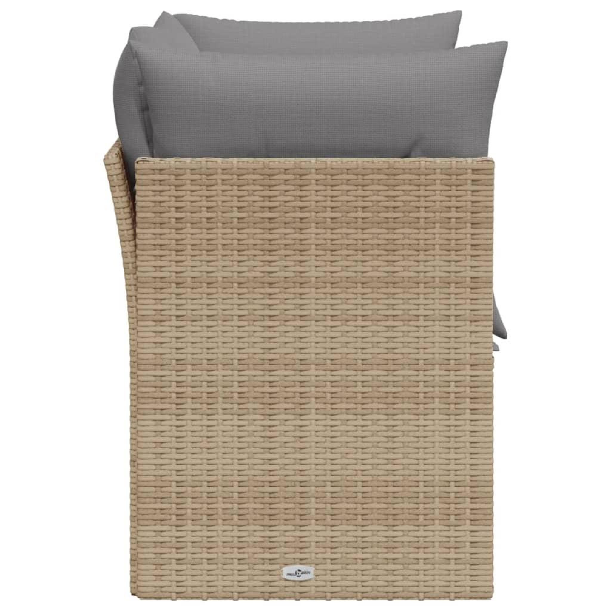 Voir la diapositive 5 : VIDAXL Canape de jardin avec coussins 2 places beige resine tressee