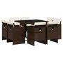 Voir la diapositive 2 : VIDAXL Ensemble a manger de jardin et coussins 9 pcs marron poly rotin