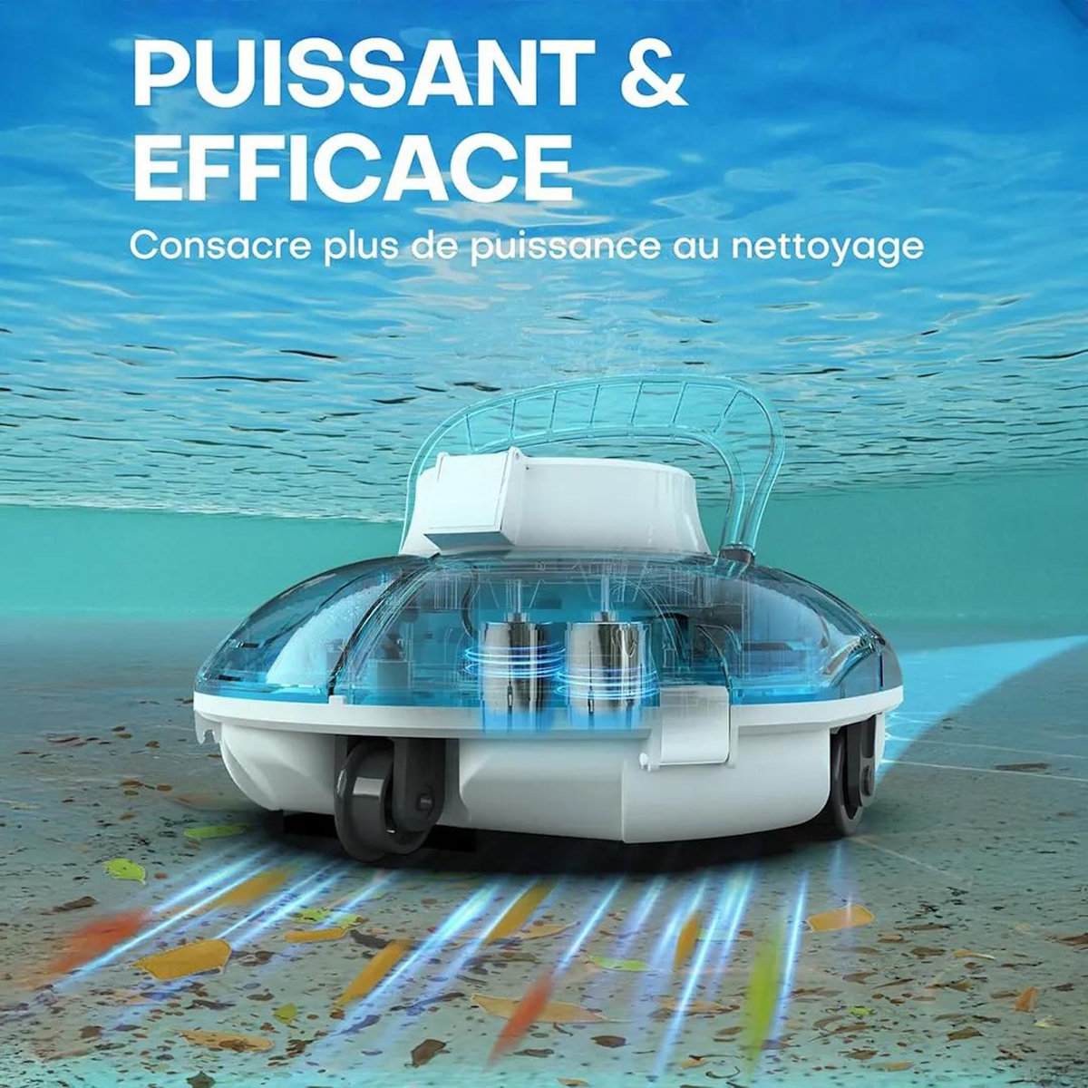 WYBOT Robot électrique de piscine sans fil nettoyage des fonds - winny 200 bleu