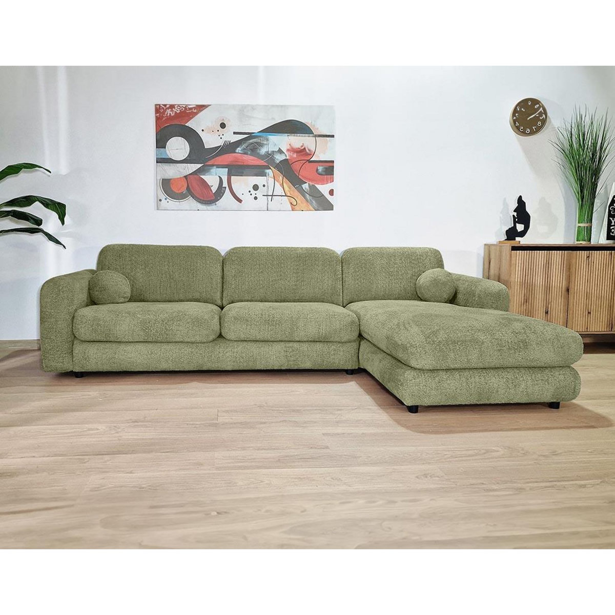 LISA DESIGN Rachel - canapé d'angle droit 4 places en tissu bouclette