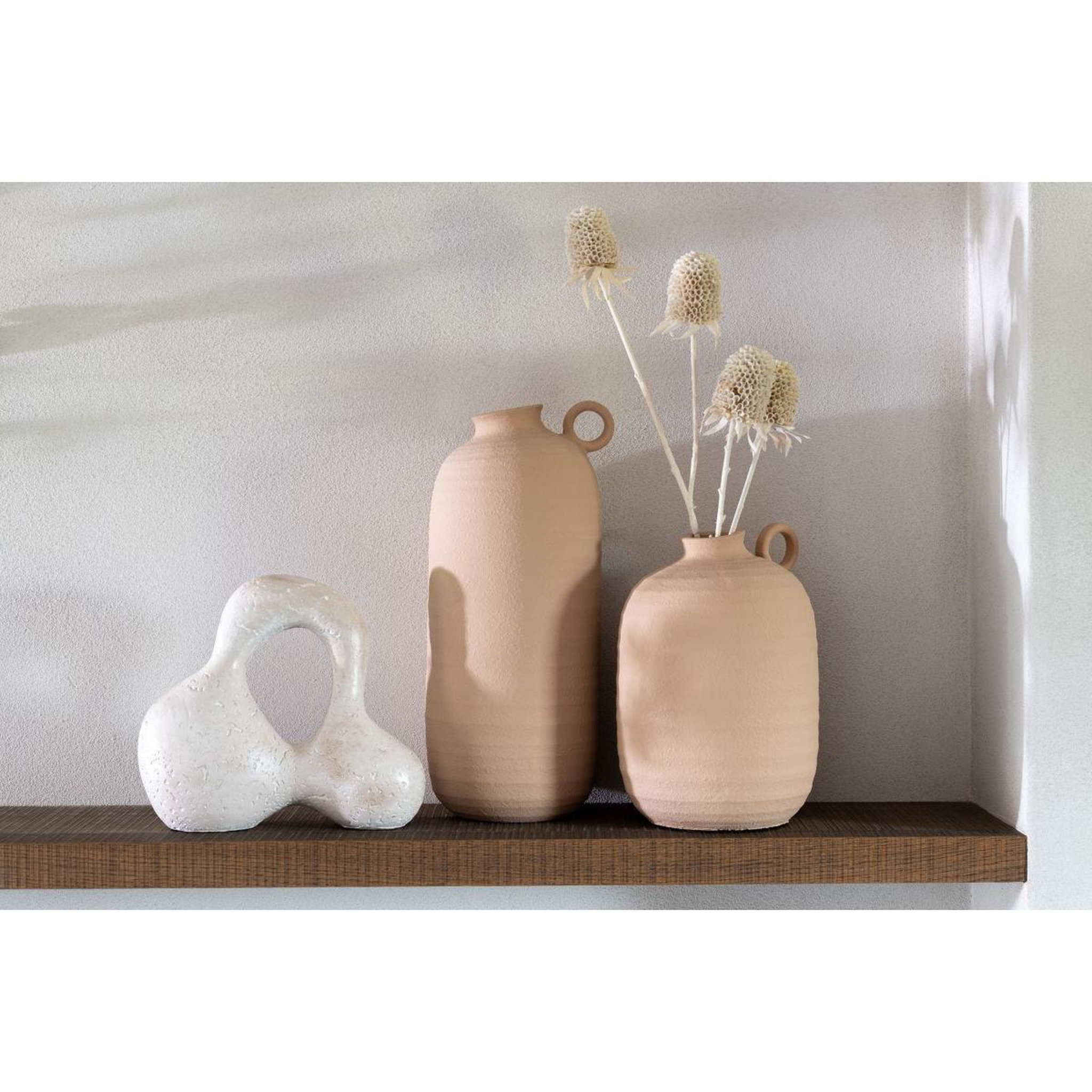 Voir la diapositive 4 : J-LINE Vase étroit en argile  cassia  27cm beige