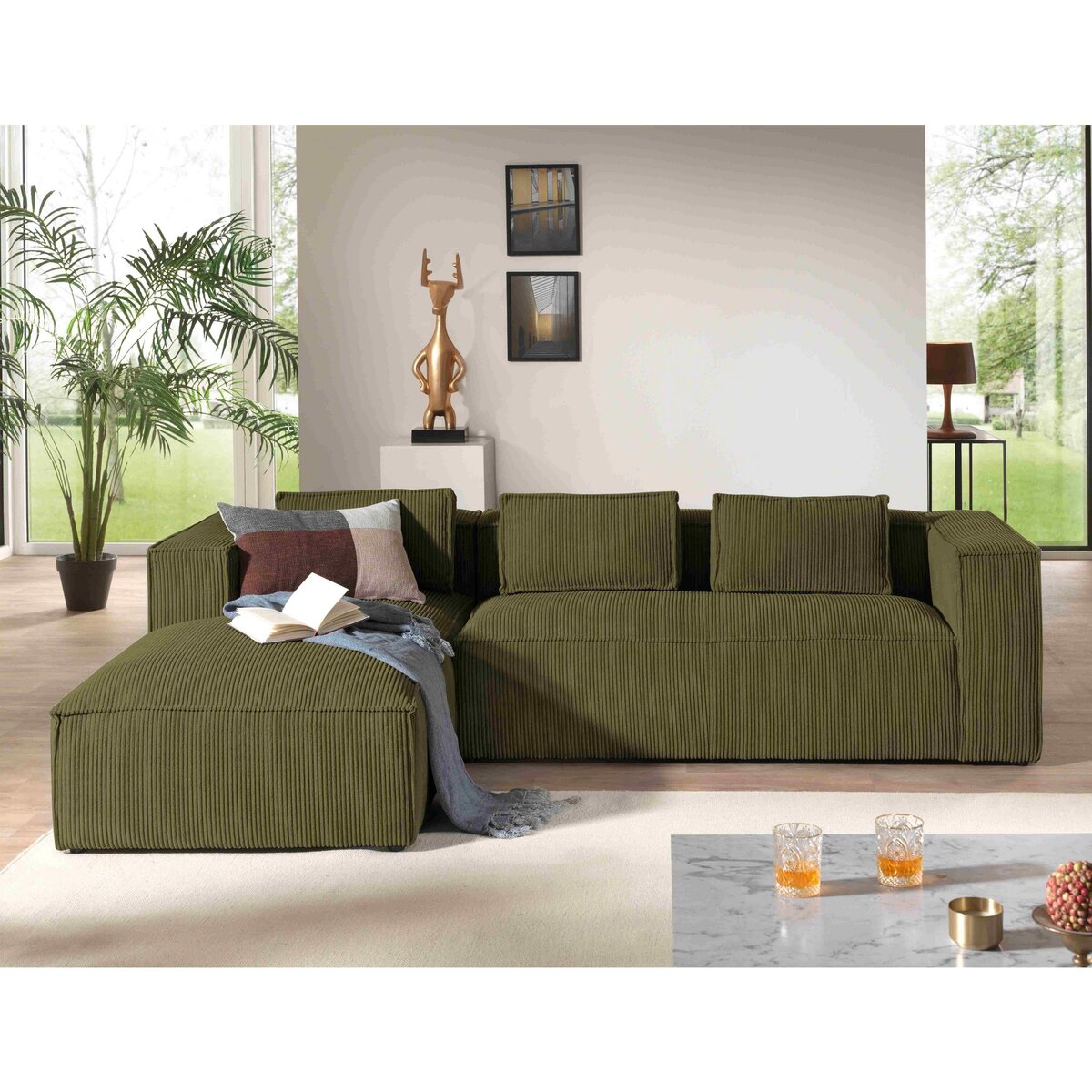 LISA DESIGN Stella - canapé d'angle - en velours côtelé - 4 places -style contemporain - gauche