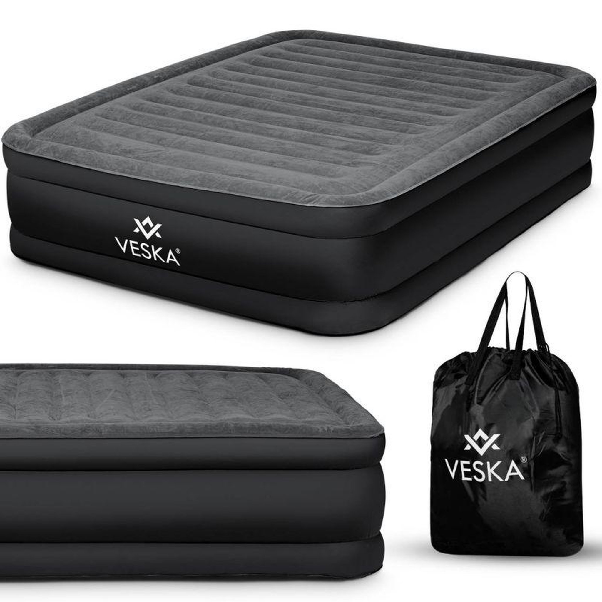 Voir la diapositive 1 : BLUMIE Matelas gonflable 2 places avec pompe électrique intégré 203 x 152 x 50 cm - Gris