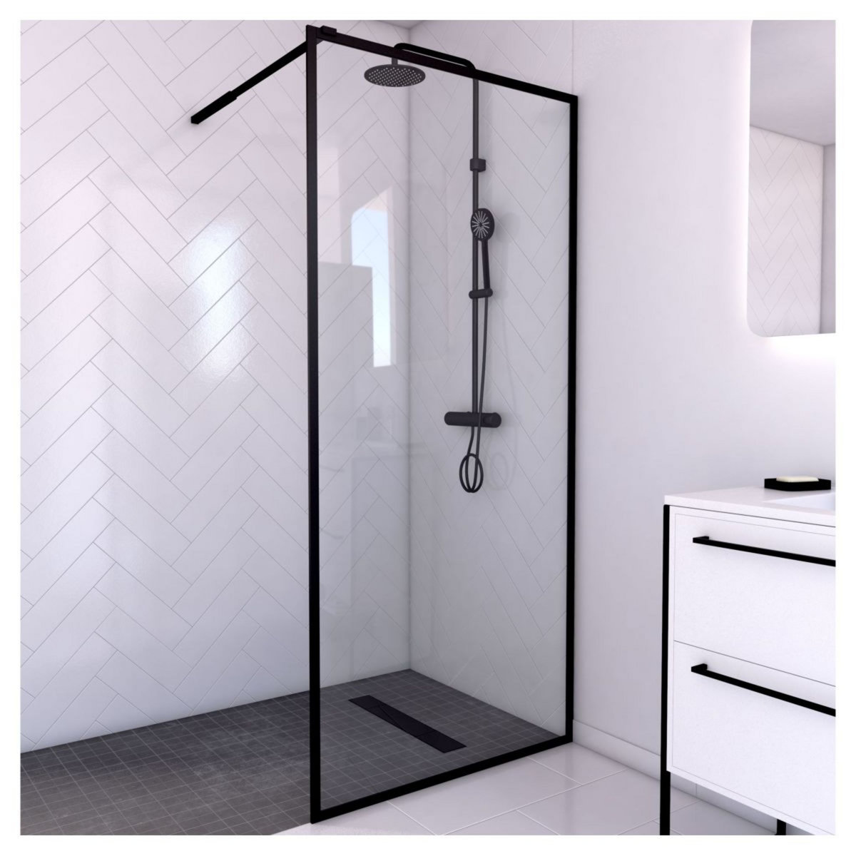 Paroi de douche à l'italienne noir 90x200 cm - DARK EDGE 90