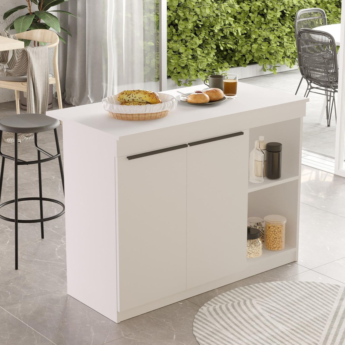 Habitat et Jardin Table de cuisine en bois  Orlando  - 120 x 60 x 88 cm - Blanc