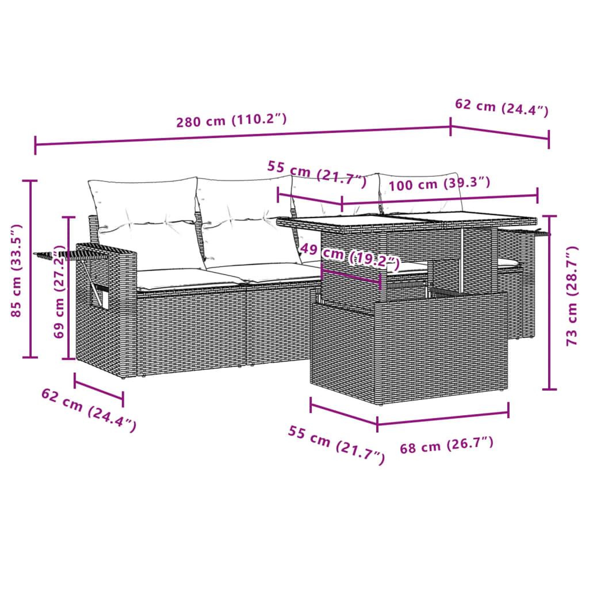 Voir la diapositive 6 : VIDAXL Salon de jardin avec coussins 5 pcs marron resine tressee