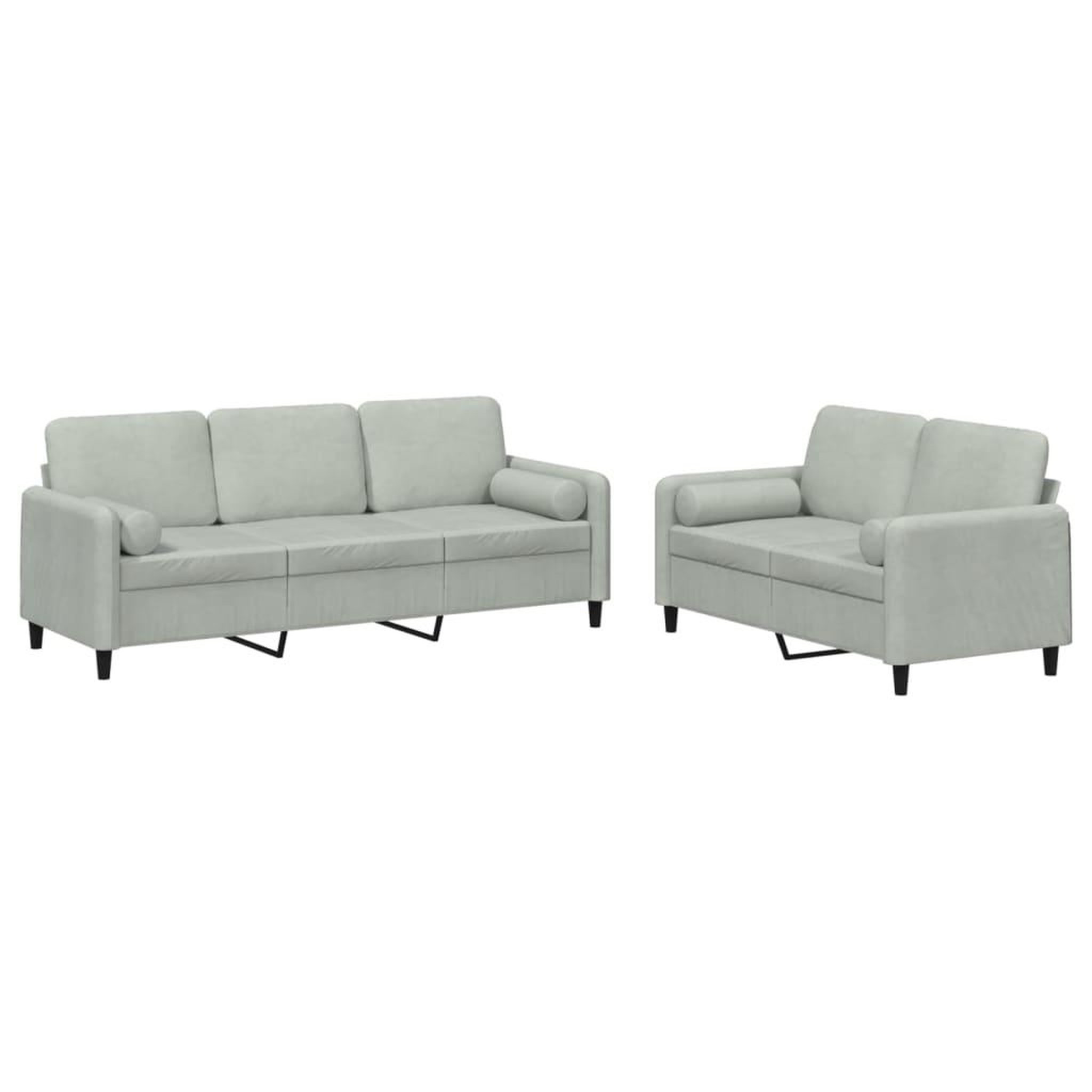 Voir la diapositive 2 : VIDAXL Ensemble de canapes 2 pcs avec coussins gris clair velours