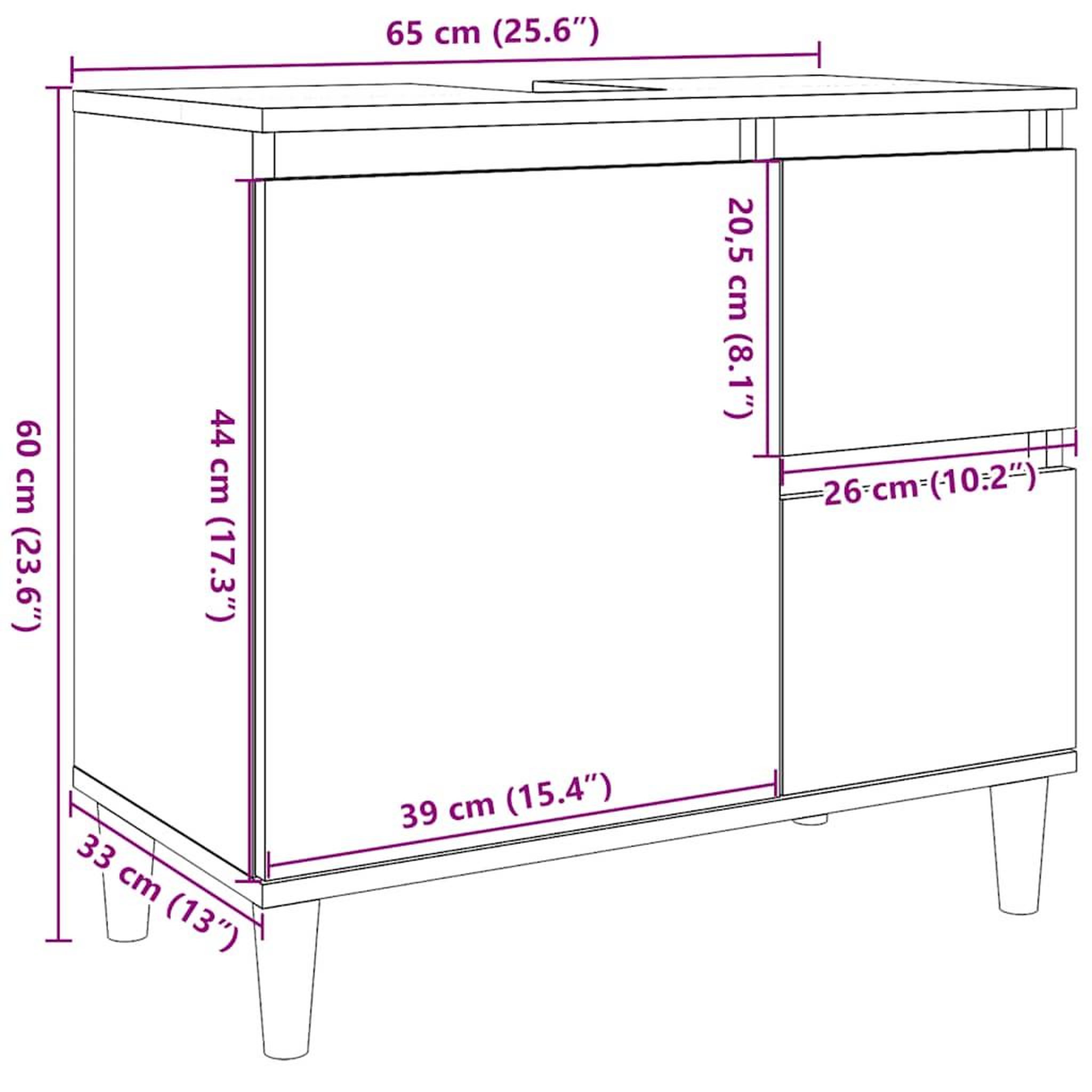 Voir la diapositive 6 : VIDAXL Armoire lavabo vieux bois 65x33x60 cm bois d'ingenierie