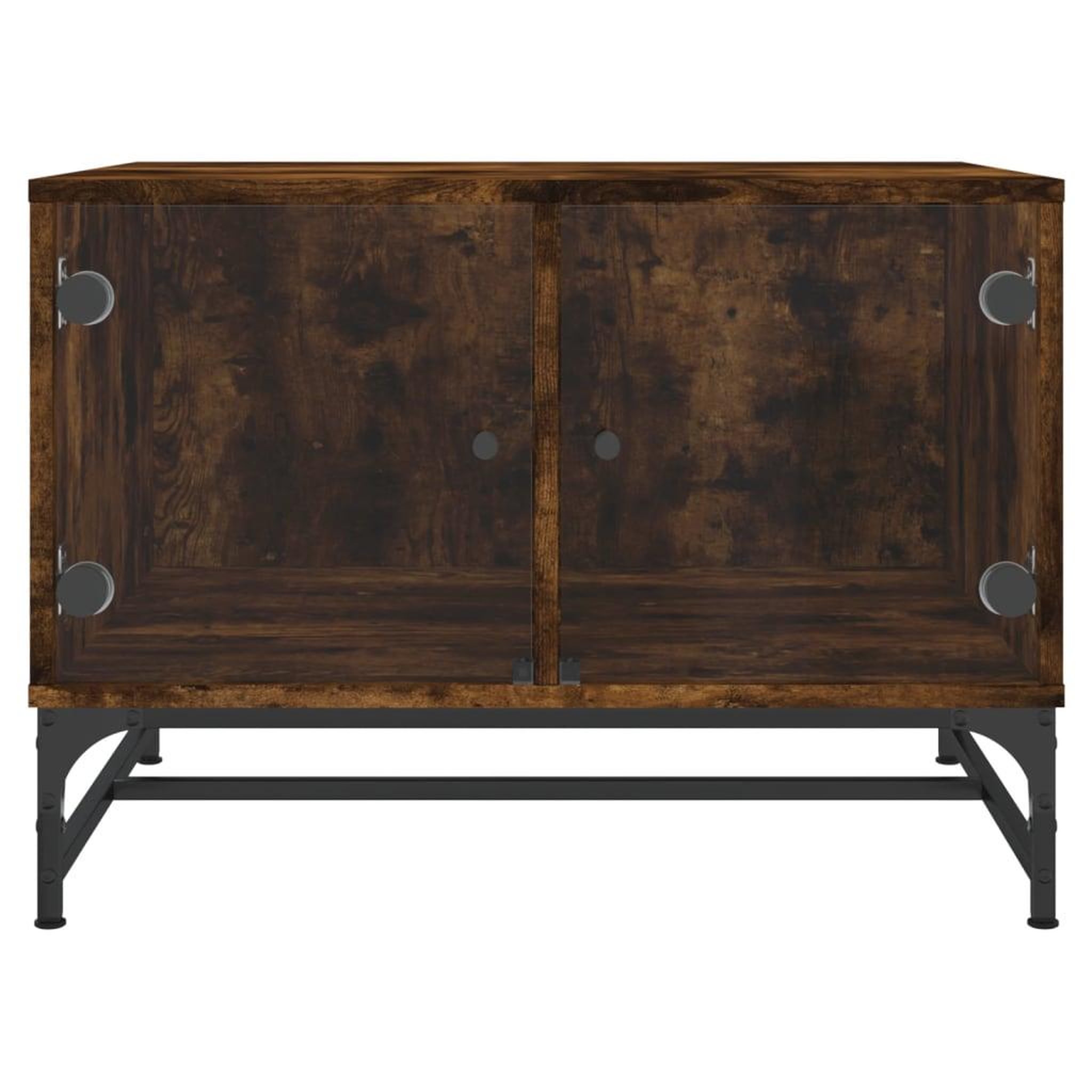 Voir la diapositive 5 : VIDAXL Table basse avec portes en verre chene fume 68,5x50x50 cm