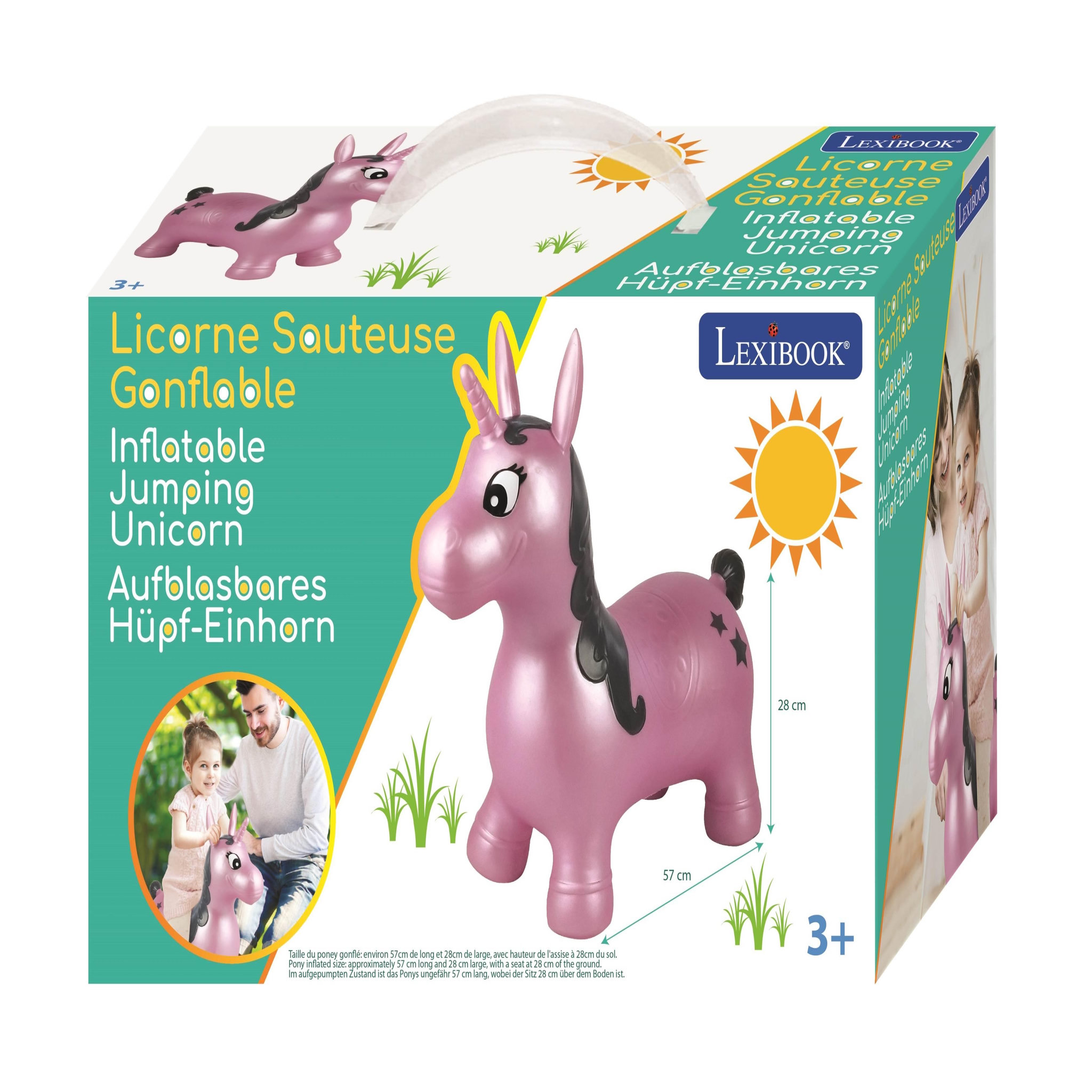 Voir la diapositive 4 : Lexibook Licorne Sauteuse Gonflable Rose