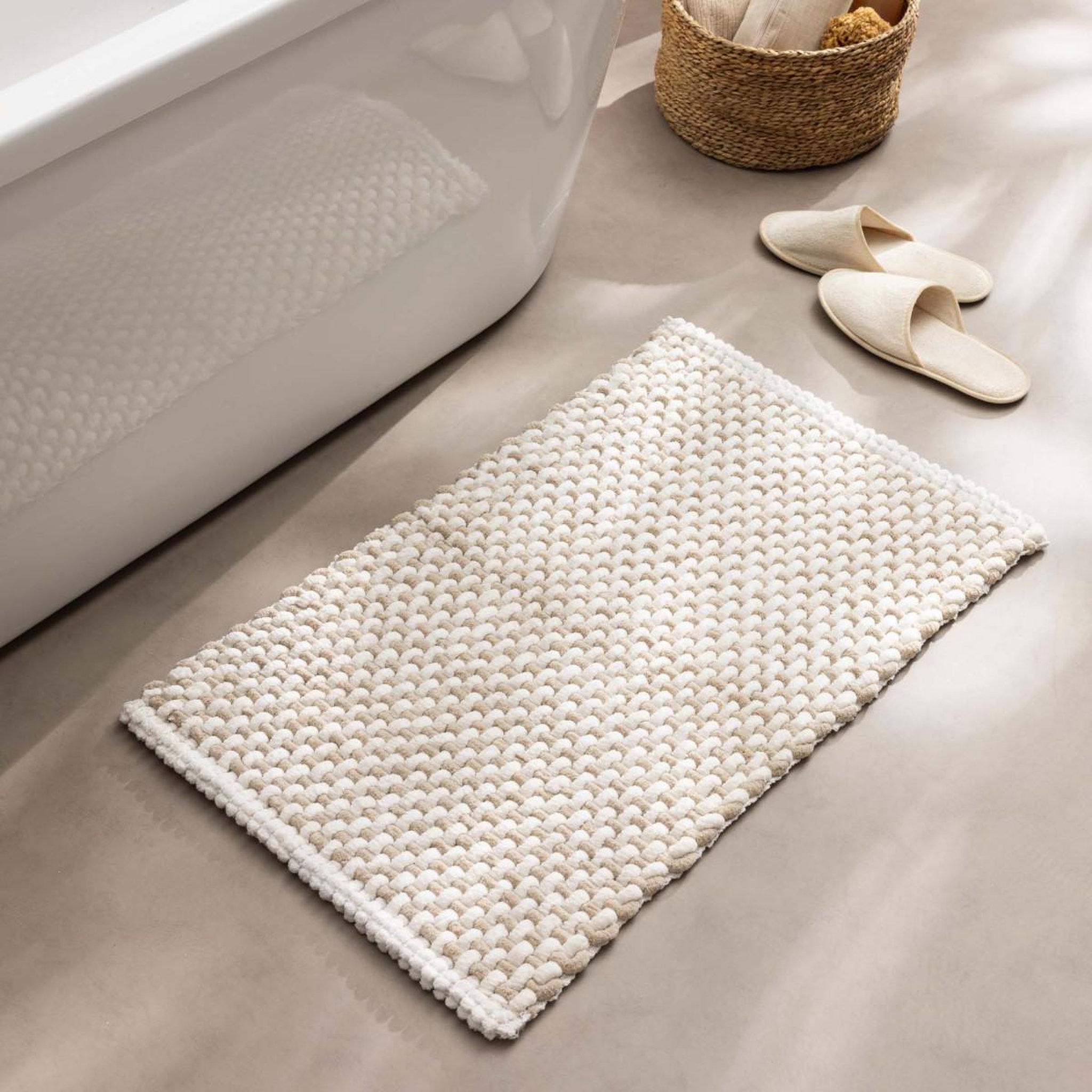Voir la diapositive 5 : Douceur d'Intérieur Tapis de bain en chenille  rafael  50x80cm sable