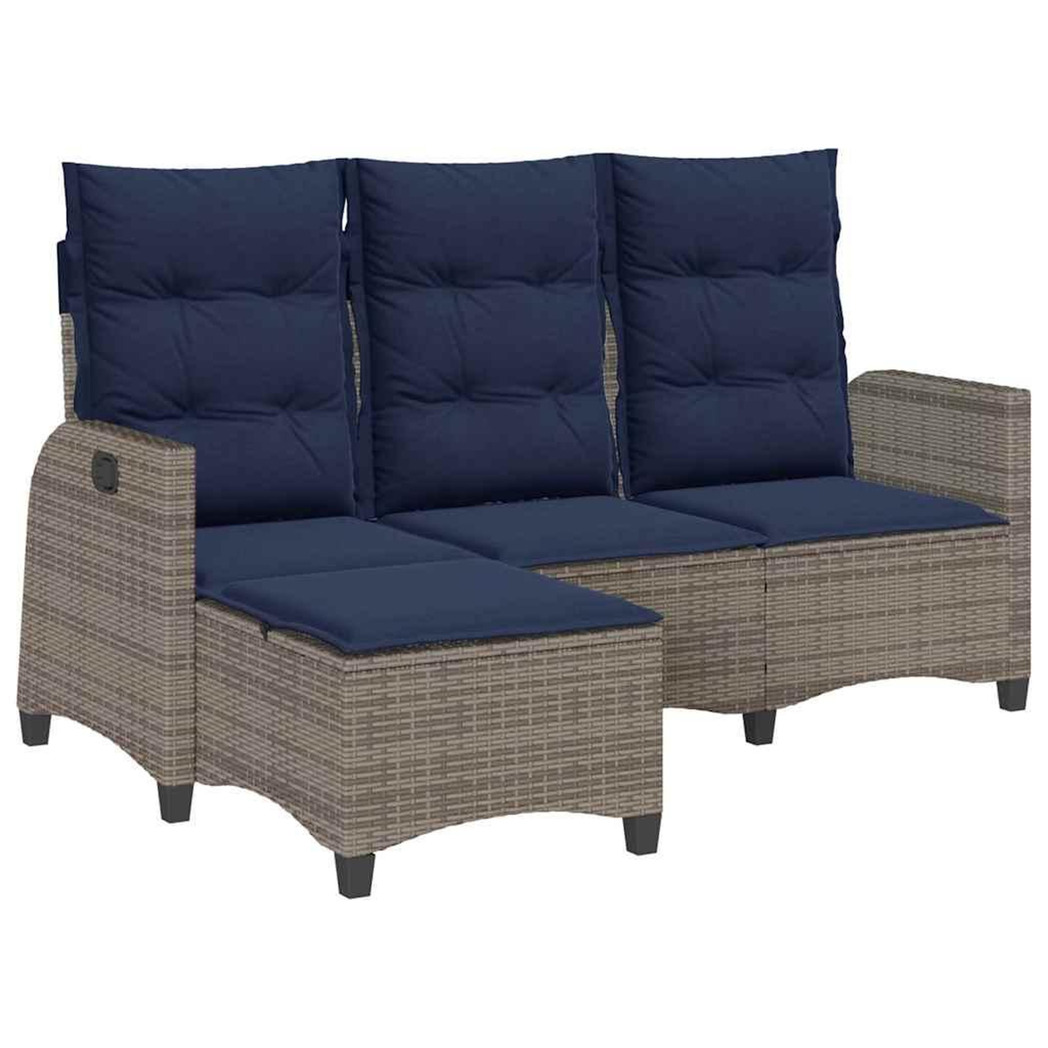 Voir la diapositive 2 : VIDAXL Canape de jardin inclinable coussins forme de L gris polyrotin