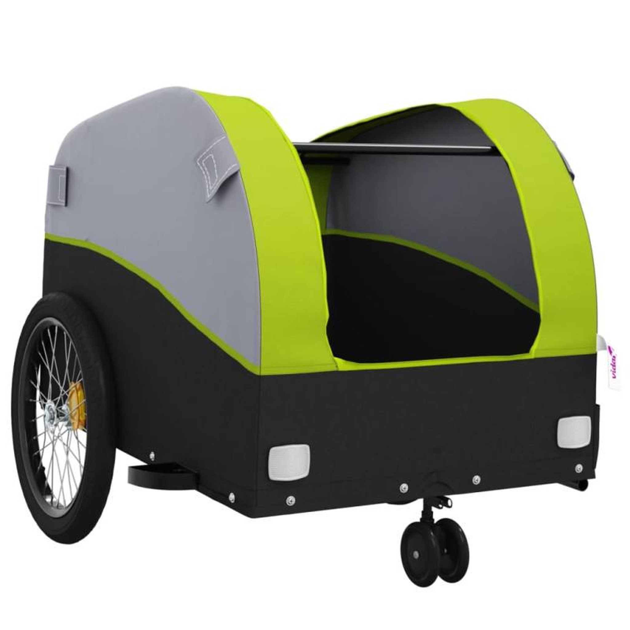 Voir la diapositive 5 : VIDAXL Remorque de vélo noir et vert 30 kg fer