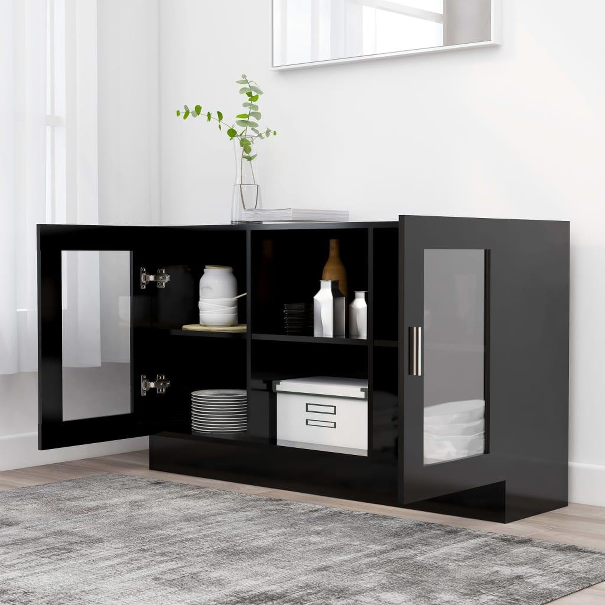 Voir la diapositive 3 : VIDAXL Armoire a vitrine Noir 120x30,5x70 cm Bois d'ingenierie