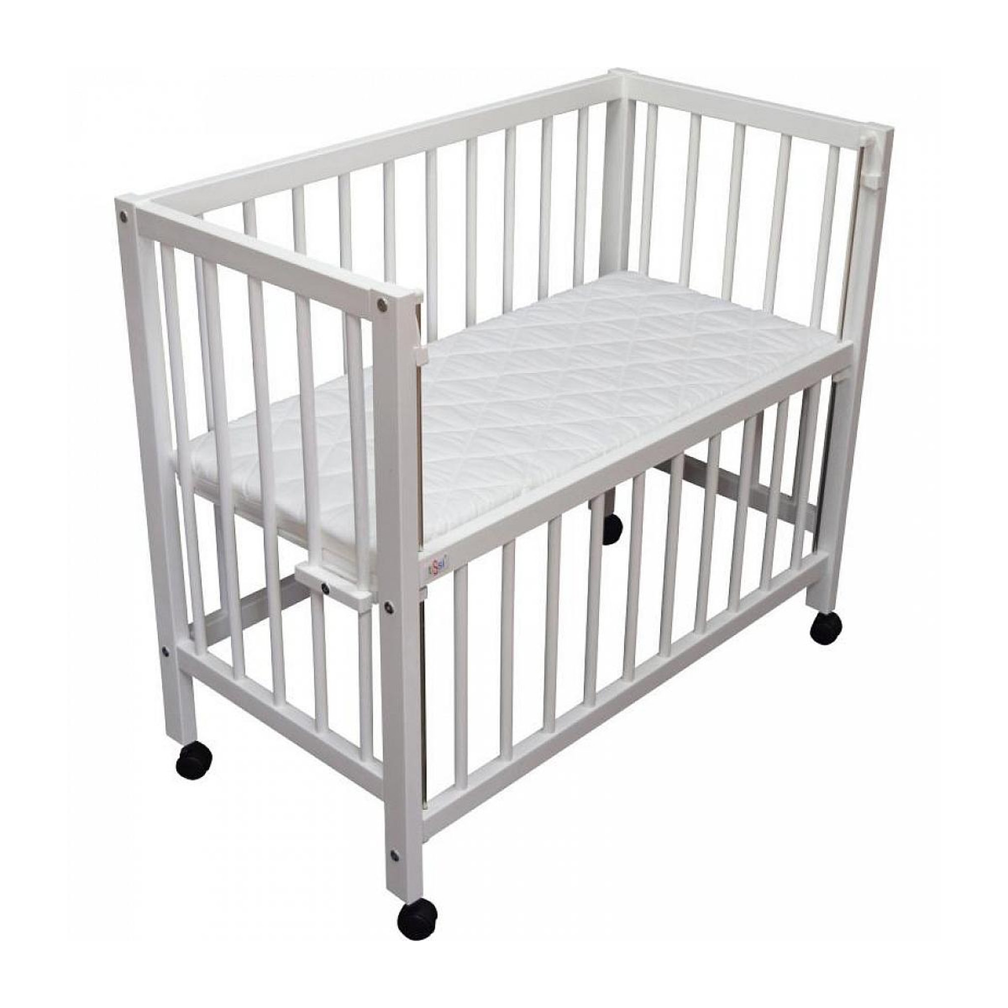TISSI Lit bébé à barreaux cododo en hêtre massif blanc 40x90 cm