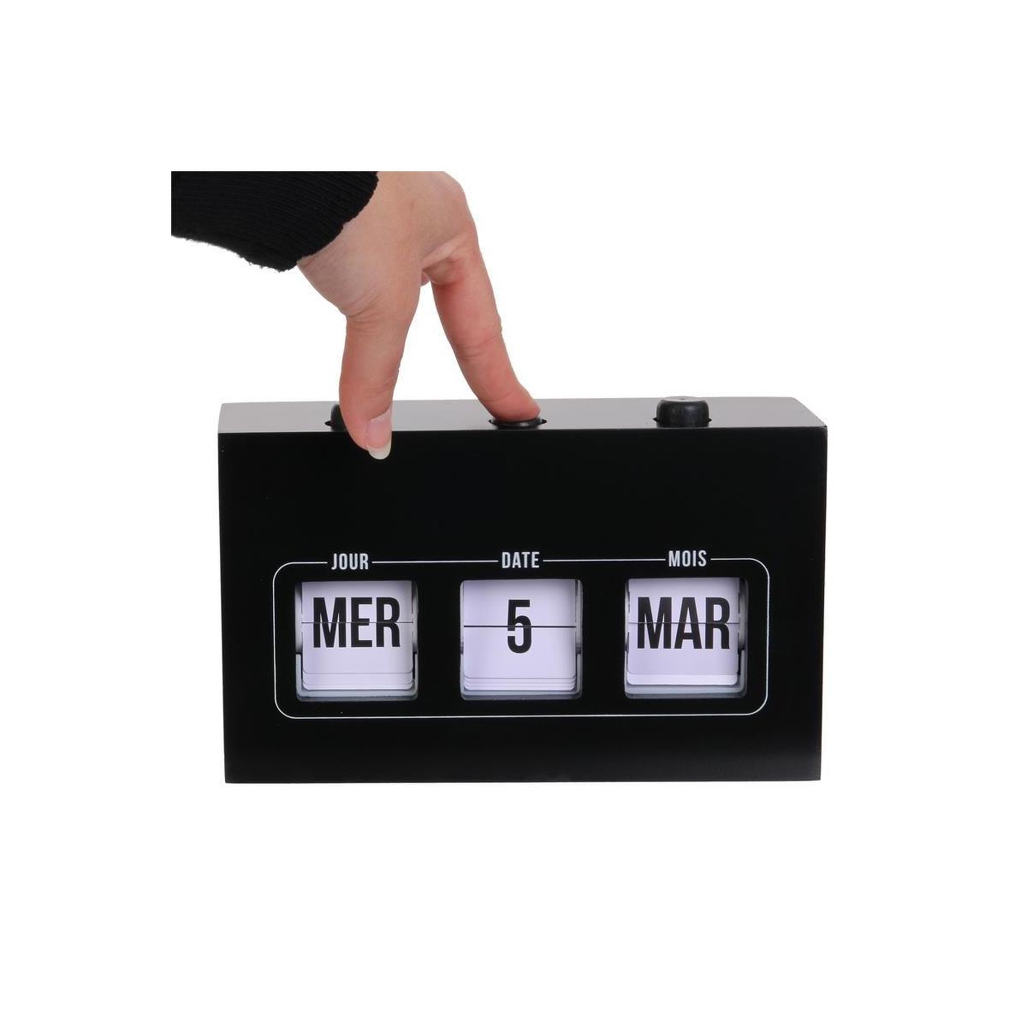 Voir la diapositive 2 : The concept Factory Calendrier perpétuel  flip flap  19cm noir