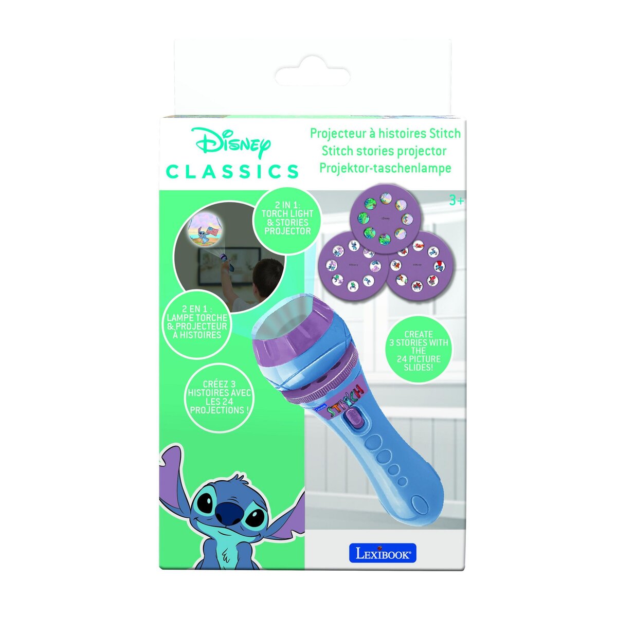 Lexibook Projecteur à histoires et lampe torche Stitch