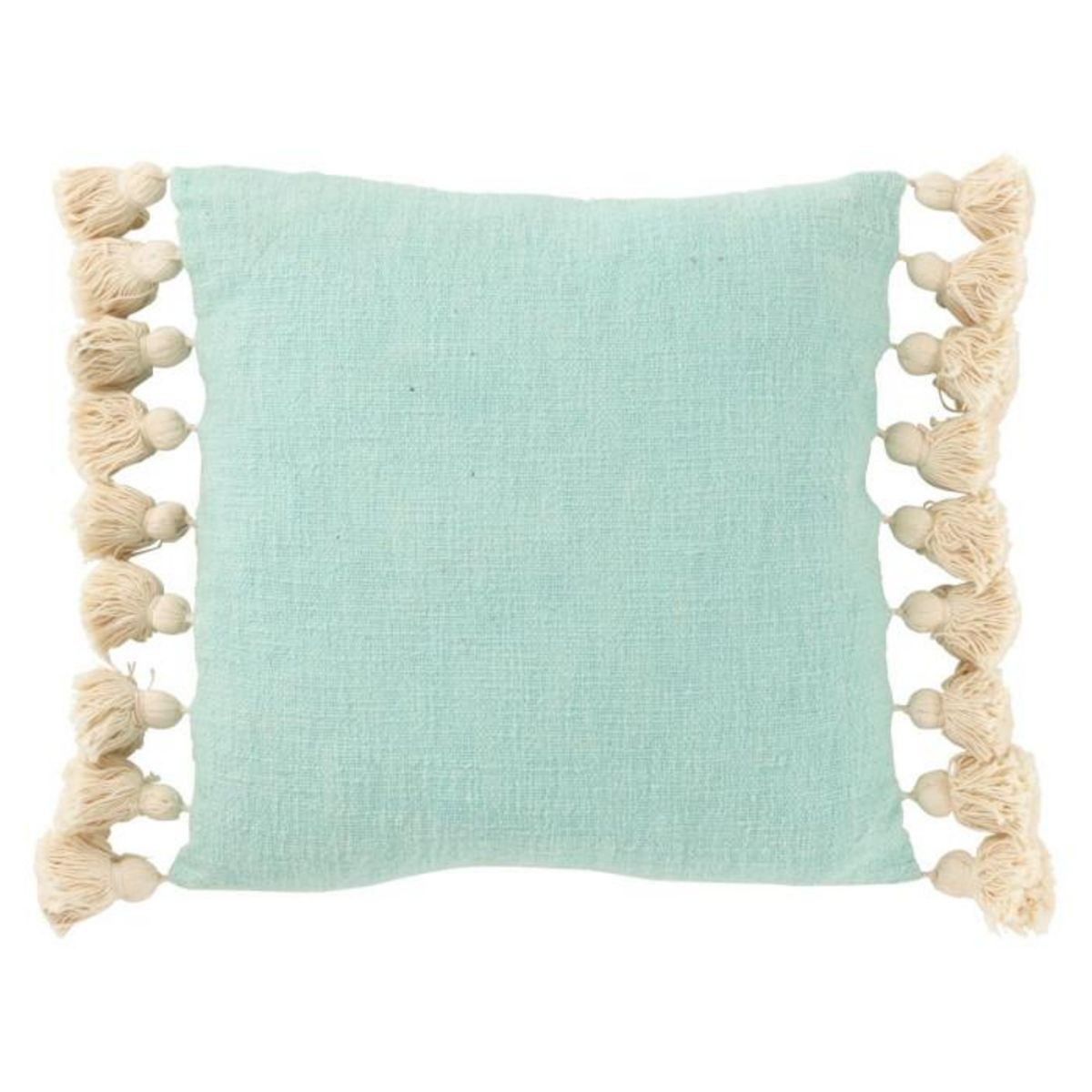 Paris Prix Coussin Déco Avec Pompons  Maura  45x45cm Bleu Cyan