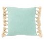 Voir la diapositive 1 : Paris Prix Coussin Déco Avec Pompons  Maura  45x45cm Bleu Cyan