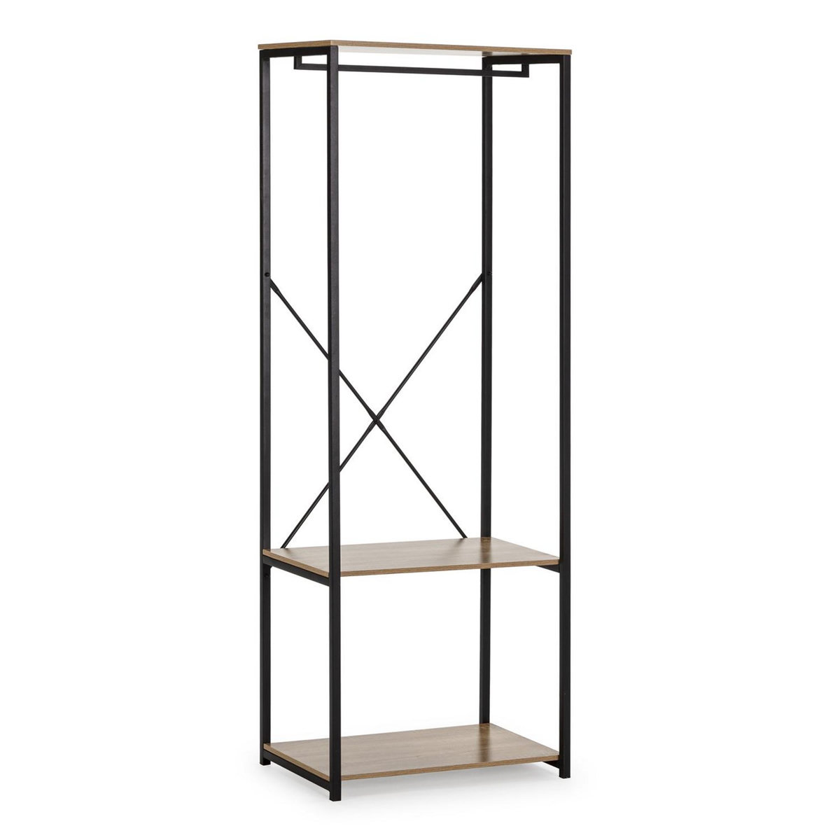 VS VENTA-STOCK Portemanteau Julia 2 étagères 1 barre, couleur chêne/noir