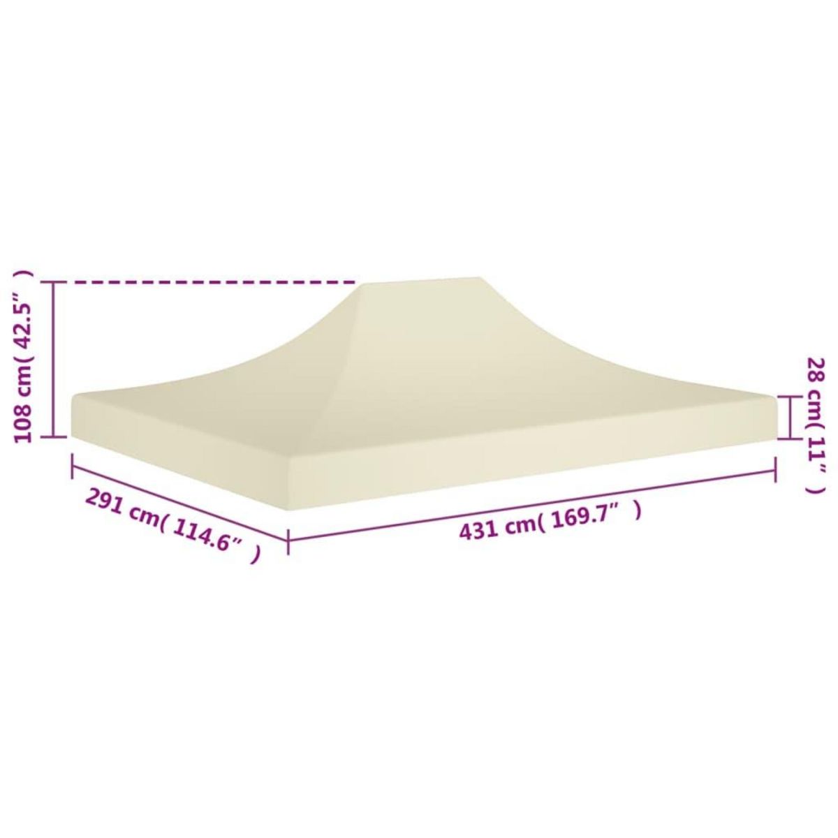 VIDAXL Toit de tente de reception 4,5x3 m Creme 270 g/m^2