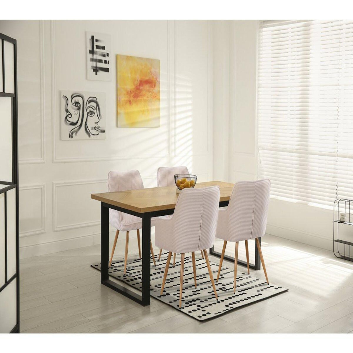 Habitat et Jardin Lot de 2 chaises en velours côtelé   Mayra  - 60 x 56 x 88 cm - Beige