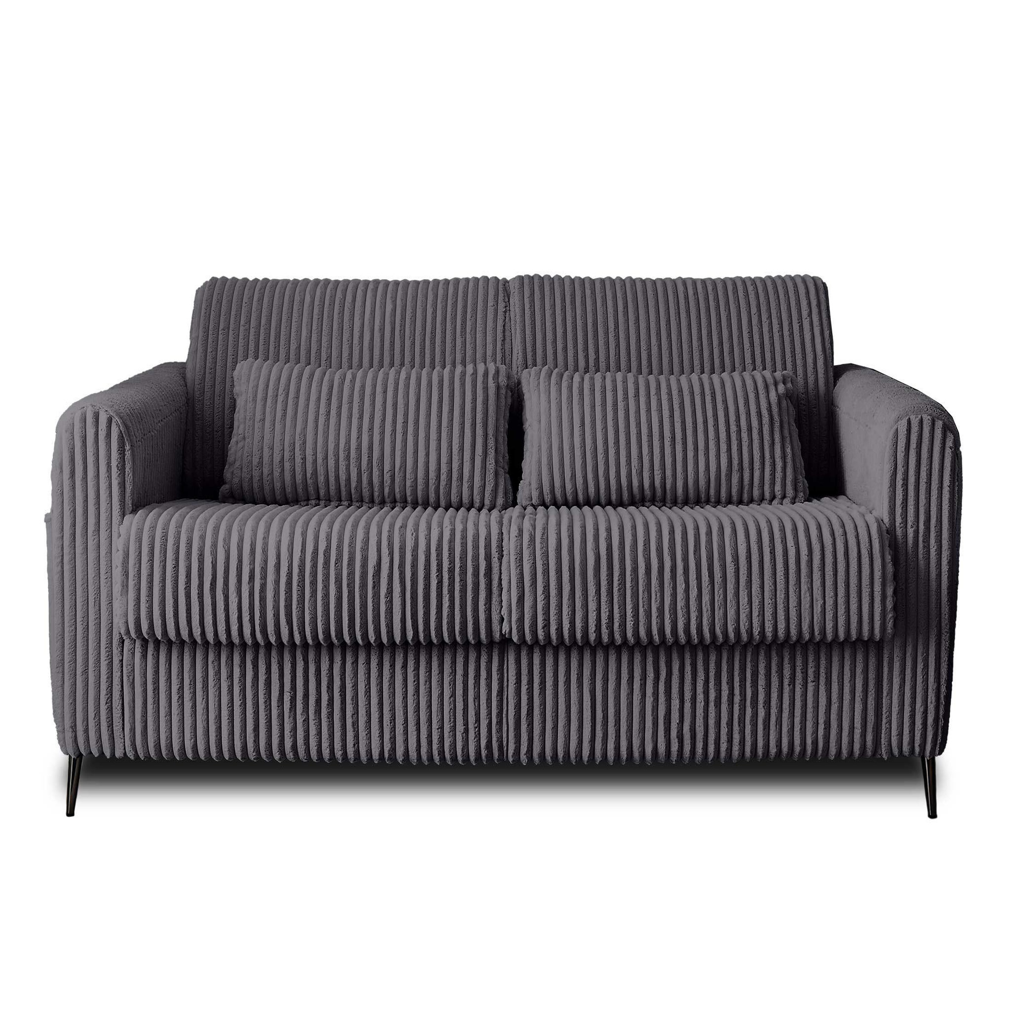 Voir la diapositive 1 : LISA DESIGN Owen - canapé 3 places convertible express couchage quotidien 140 cm matelas 12 cm en velours côtelé grosses côtes