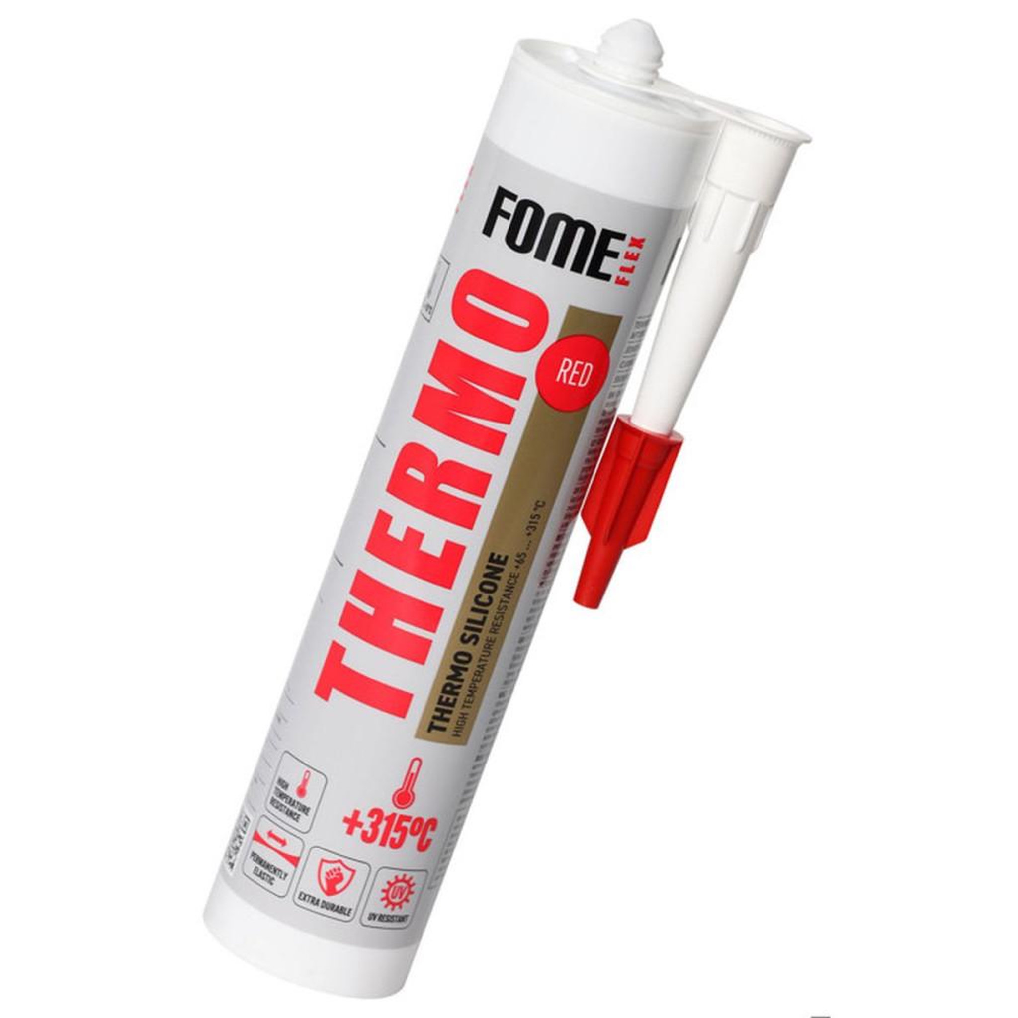 Mastic silicone rouge haute température Thermo 315 300 ml en cartouche