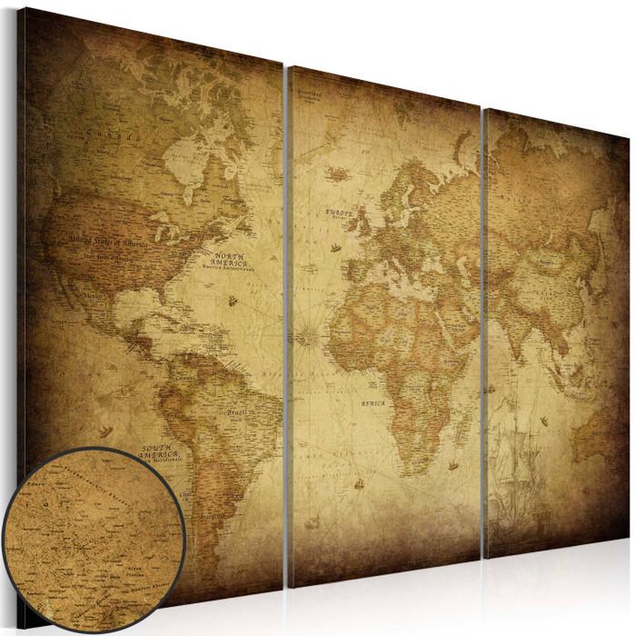 Paris Prix Tableau Imprimé 3 Panneaux  Old Map :. Coloris disponibles : Multicolore