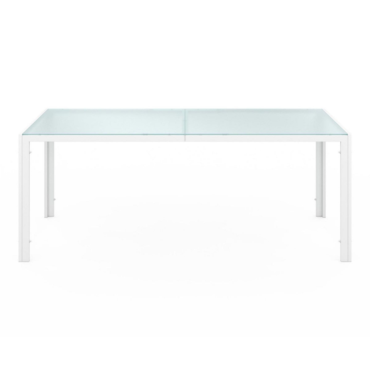 ID MARKET Salon de jardin MADRID table 190 cm et 8 chaises empilables blanc et beige