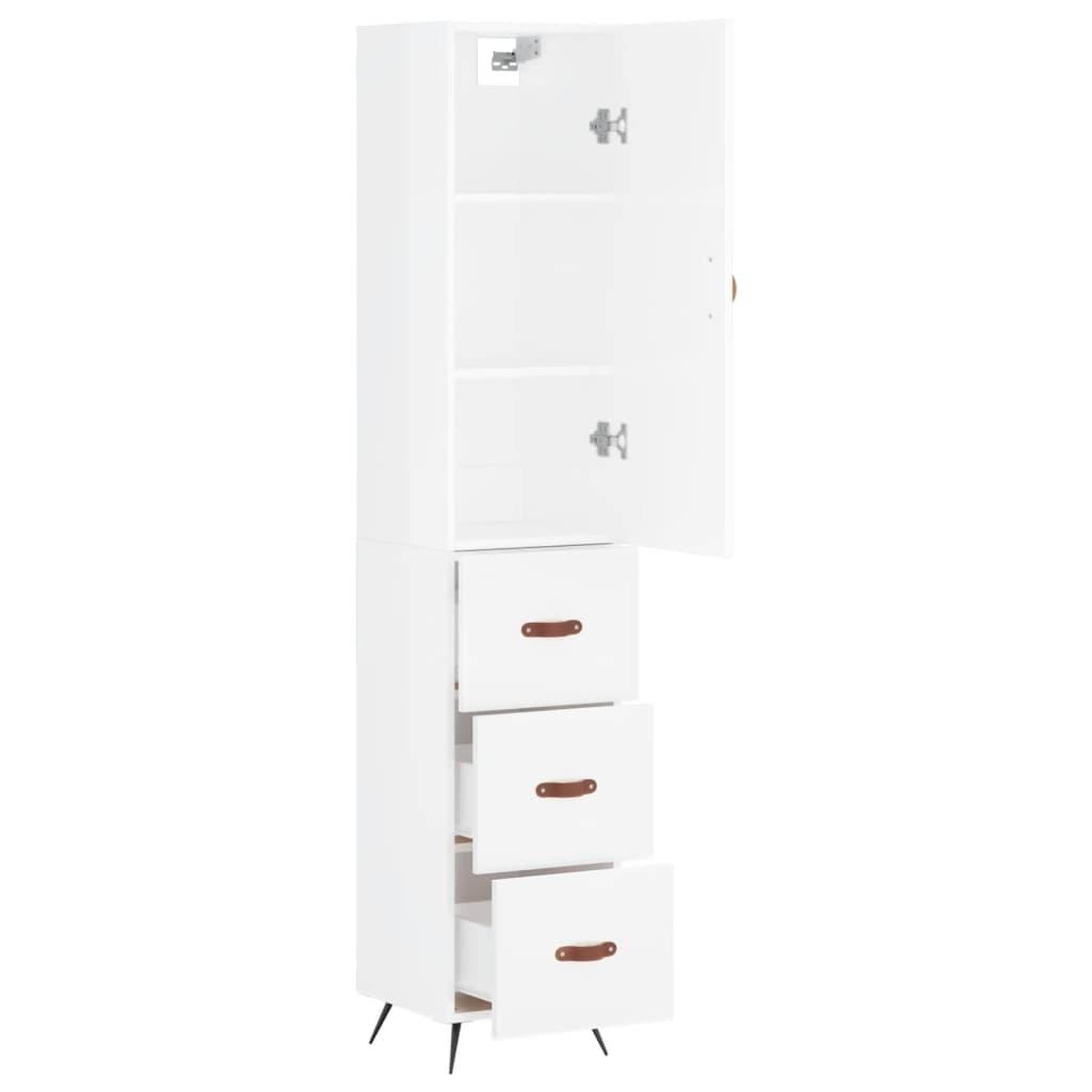 Voir la diapositive 4 : VIDAXL Buffet haut Blanc brillant 34,5x34x180 cm Bois d'ingenierie