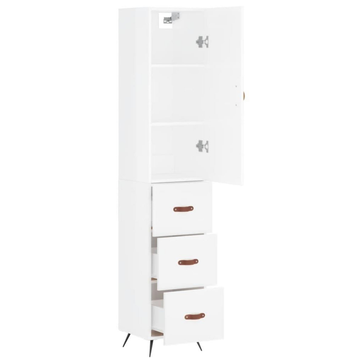 VIDAXL Buffet haut Blanc brillant 34,5x34x180 cm Bois d'ingenierie