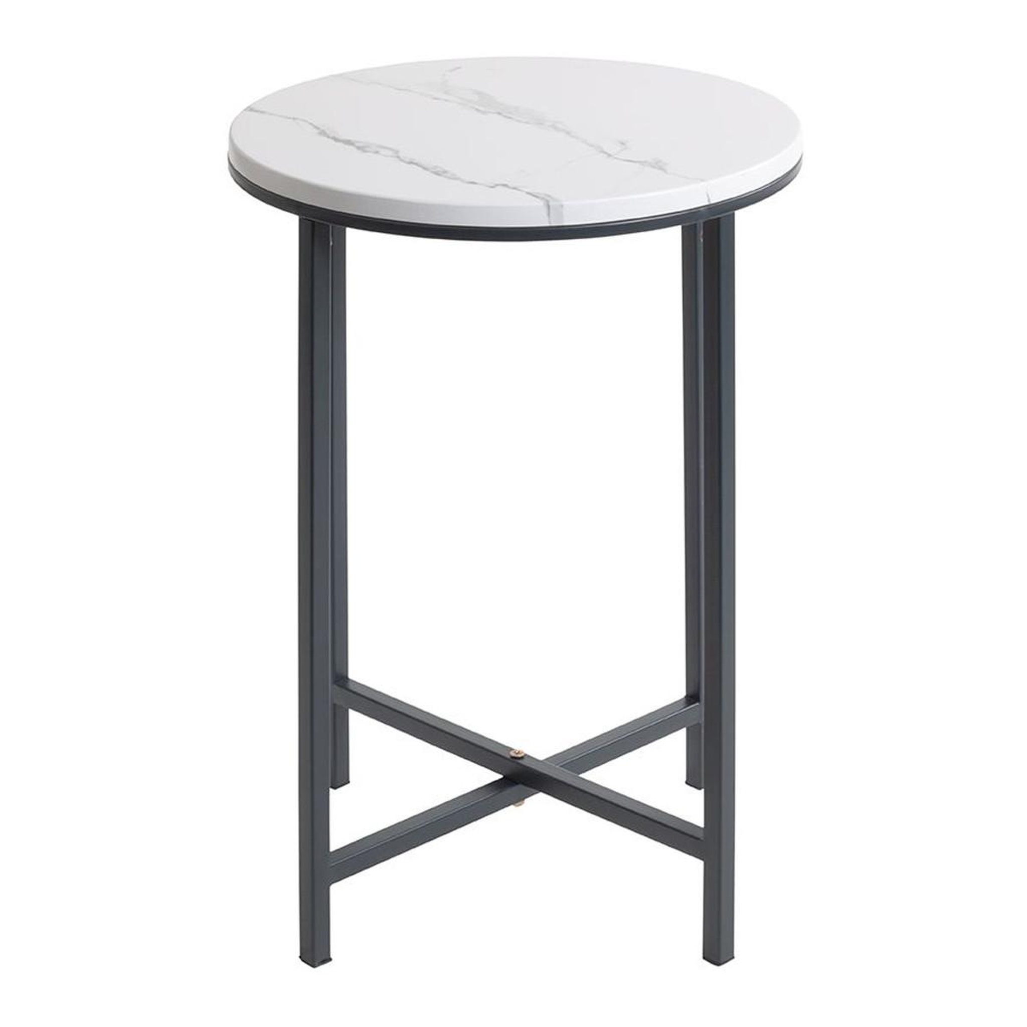 Voir la diapositive 2 : Paris Prix Table d'appoint ronde effet marbre  alba  53cm noir