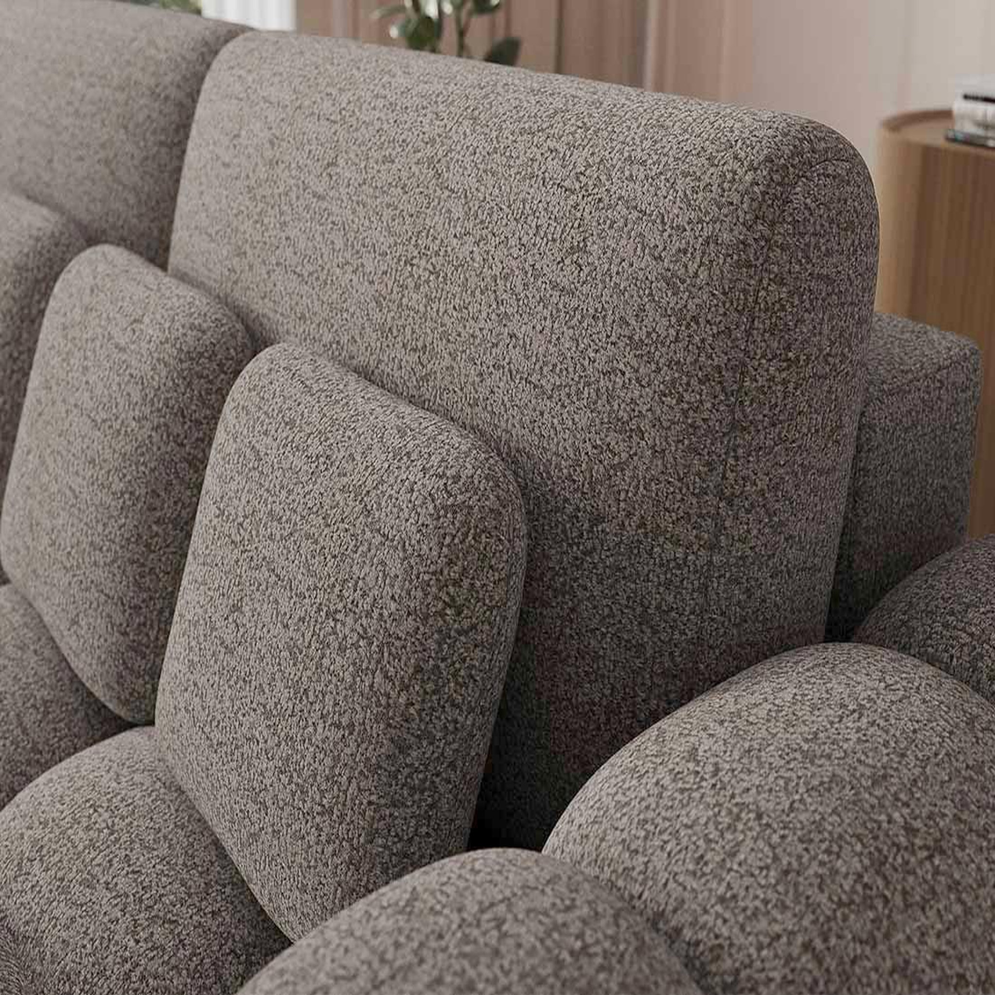 Voir la diapositive 5 : BEST MOBILIER Dorian - canapé droit 3 places convertible avec coffre en tissu bouclette