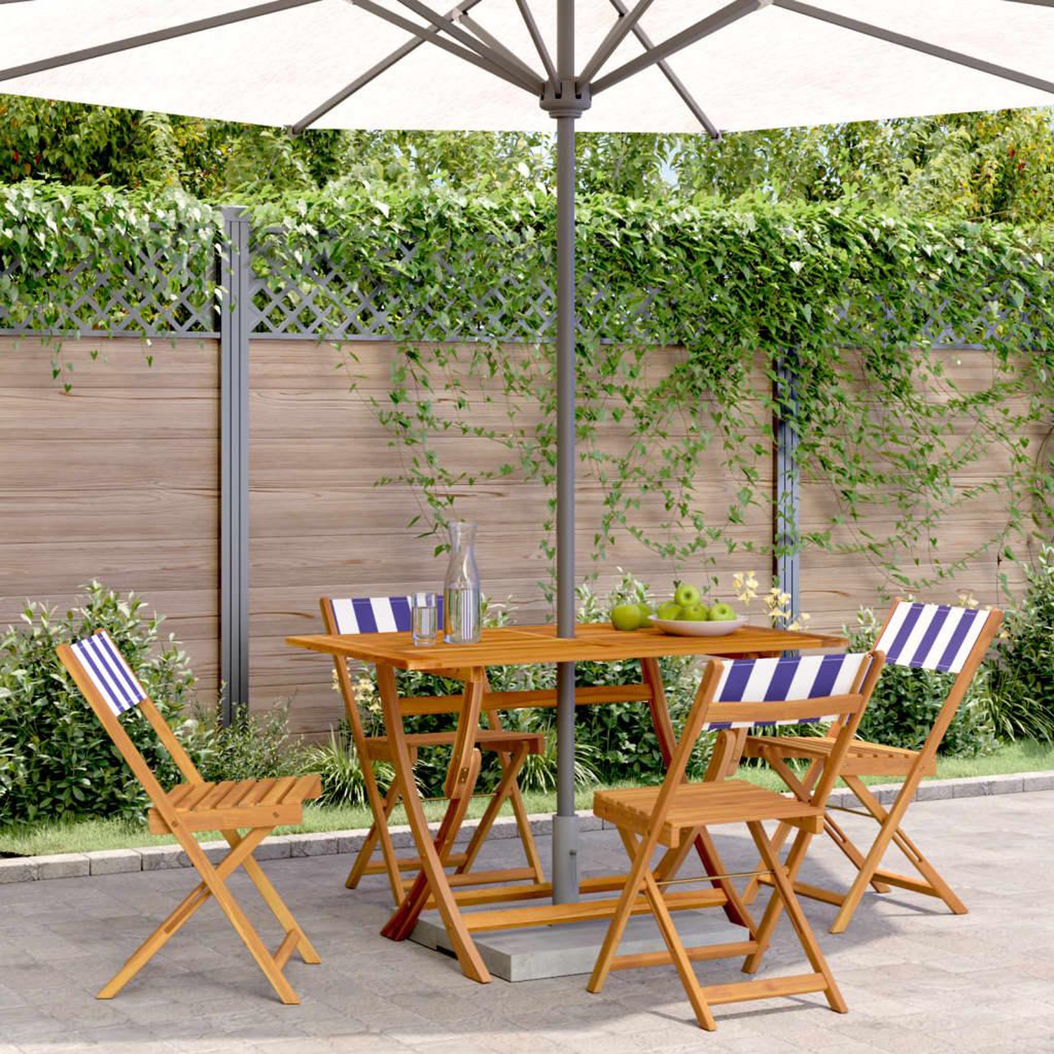 VIDAXL Chaises de jardin pliantes lot de 4 tissu et bois massif