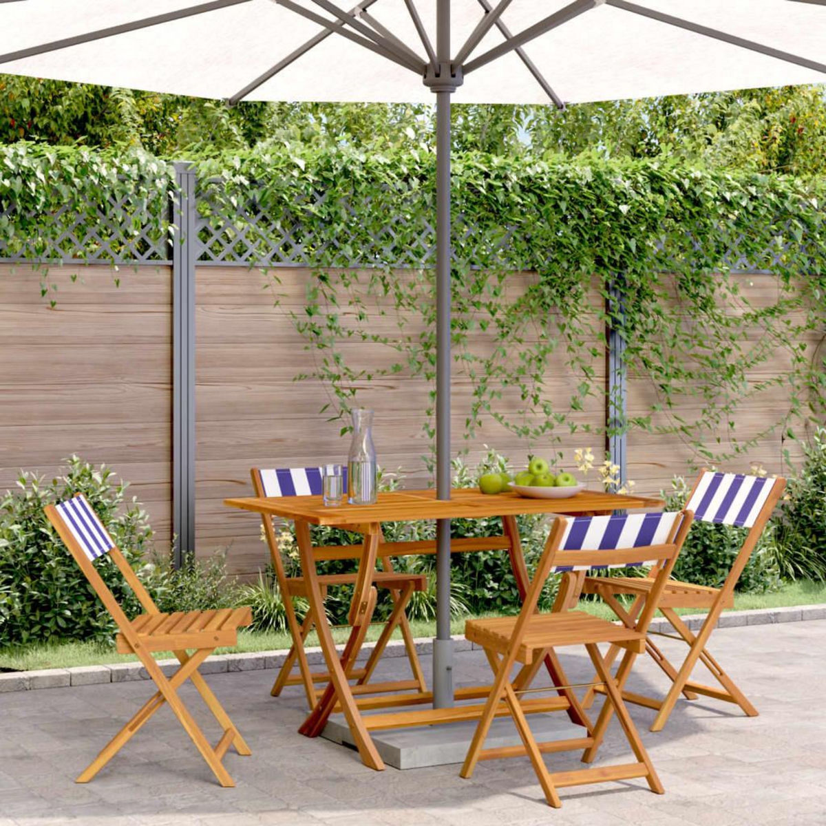 VIDAXL Chaises de jardin pliantes lot de 4 tissu et bois massif
