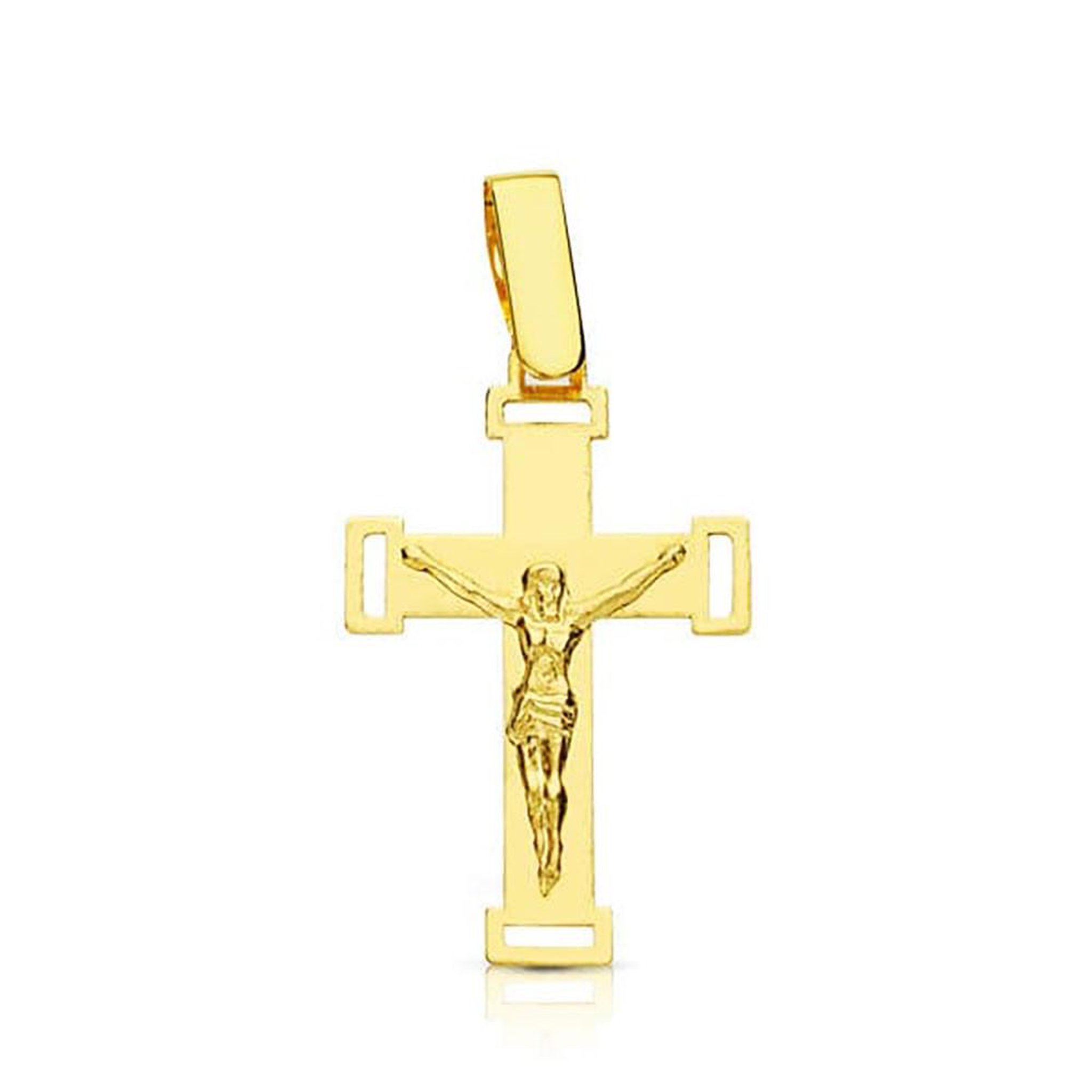 L'ATELIER D'AZUR Pendentif  - Médaille Christ sur la Croix Or 18 Carats 750 Jaune - Chaine Offerte