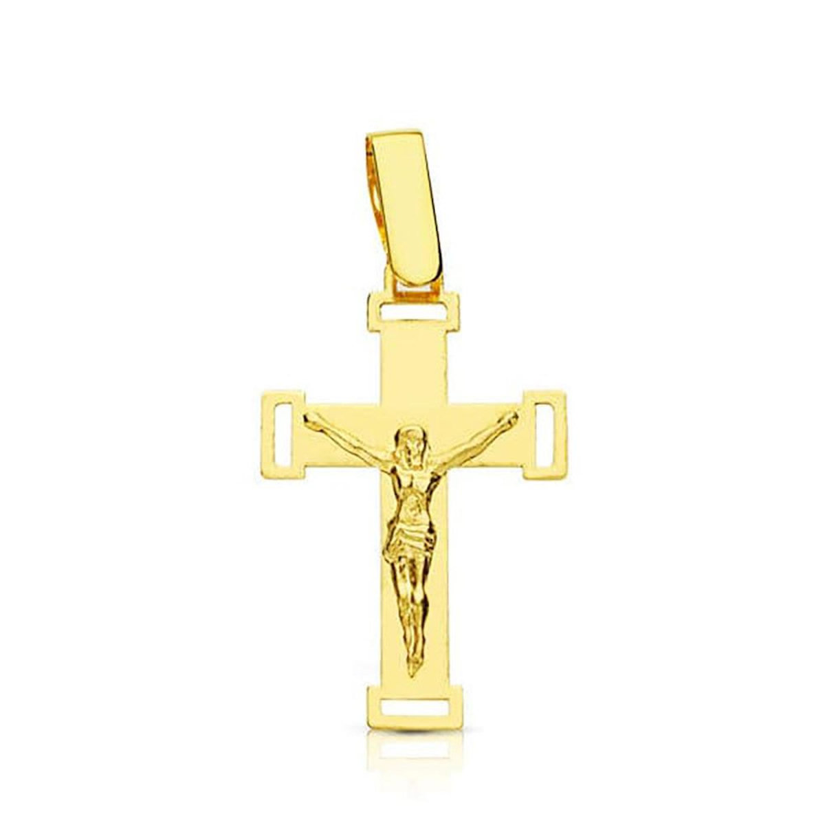 L'ATELIER D'AZUR Pendentif  - Médaille Christ sur la Croix Or 18 Carats 750 Jaune - Chaine Offerte