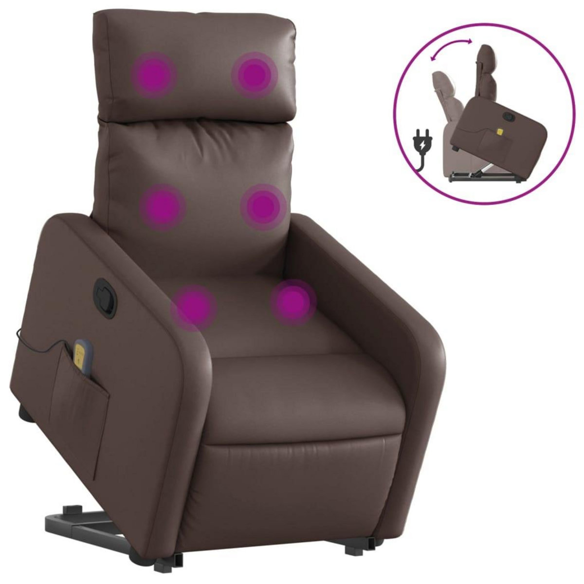 VIDAXL Fauteuil inclinable de massage Marron Similicuir