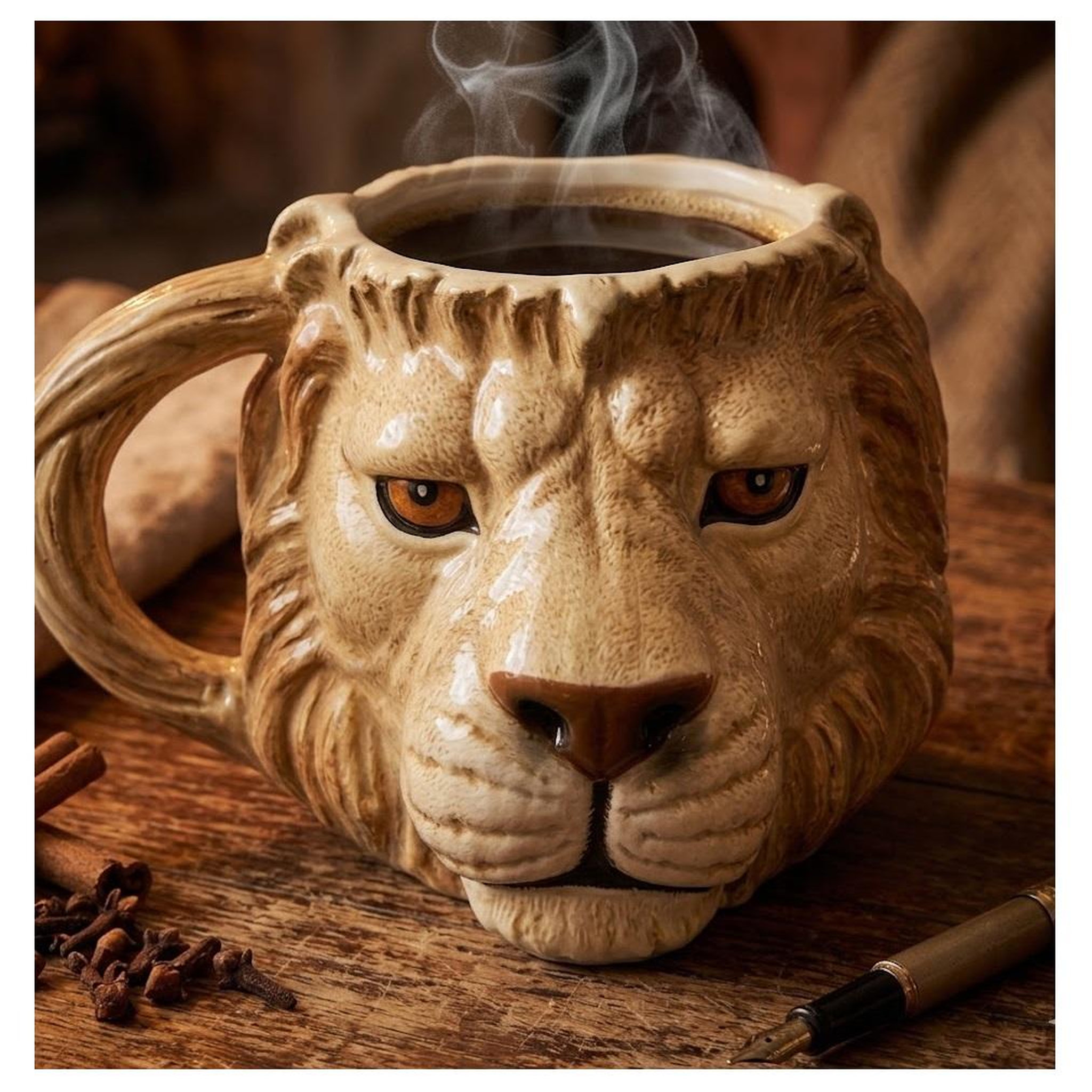 Voir la diapositive 6 : Eden Mug en forme de tête de lion design et moderne