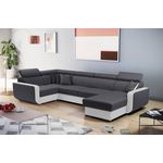 LISA DESIGN Dustin - canapé d'angle réversible panoramique en u - 7 places - convertible avec coffres - têtières réglables. Coloris disponibles : Bicolore