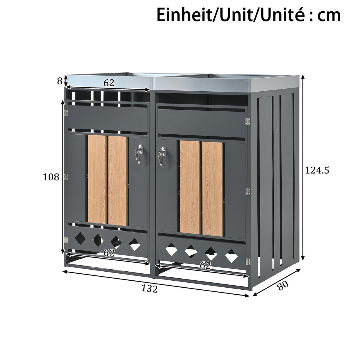 MERAX Cache Poubelle Extérieur avec Bac à Plantes,